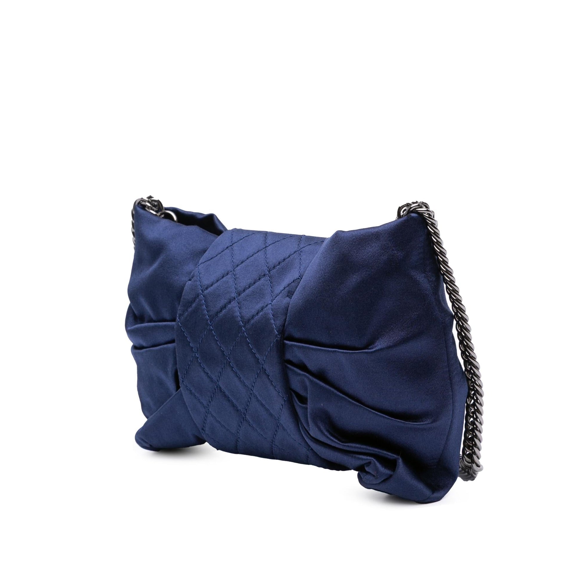 Chanel CC Satin Bow Clutch Bag