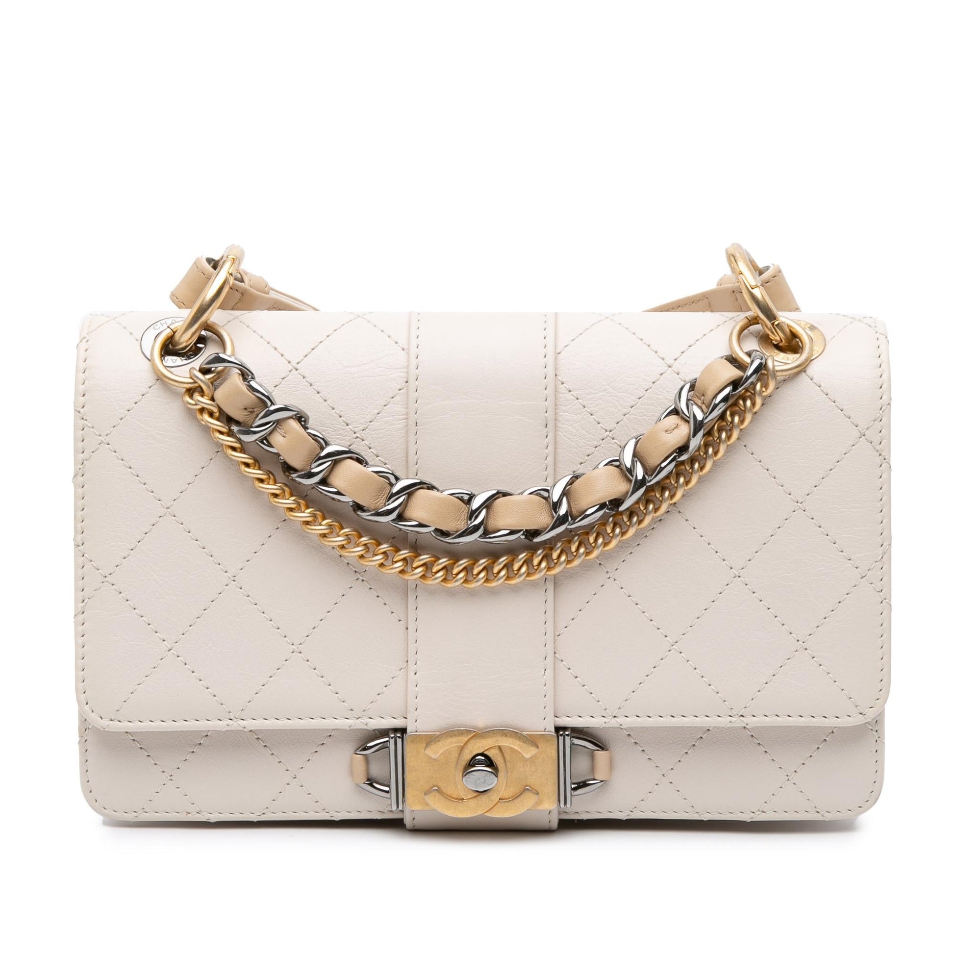 Chanel CC Stitched Calfskin Flap Handbag