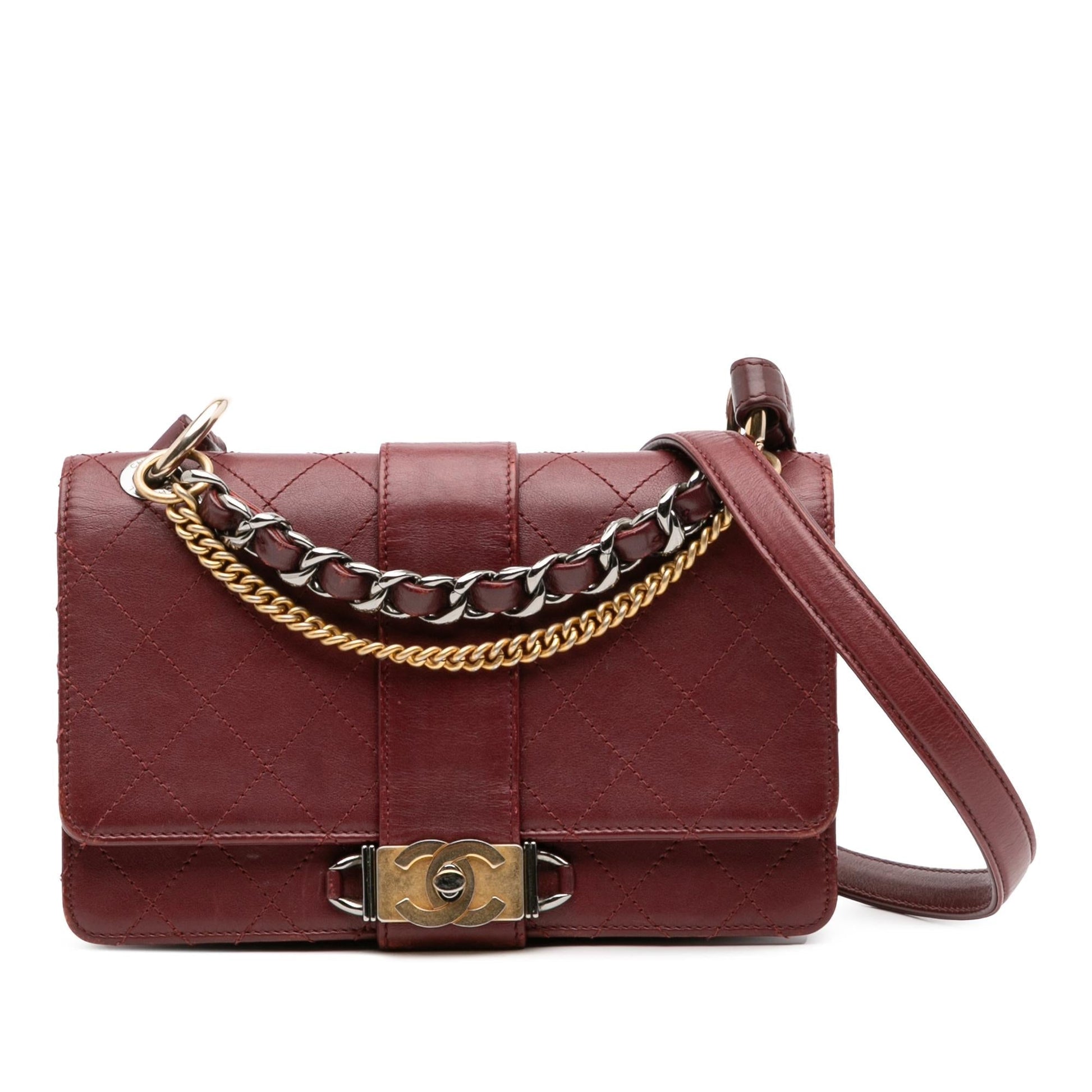 Chanel CC Stitched Calfskin Flap Handbag Flap 2