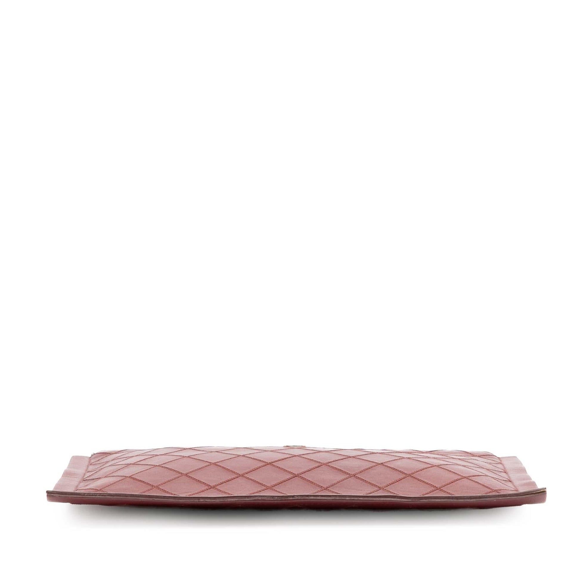 Chanel CC Stitched Lambskin Clutch Bag