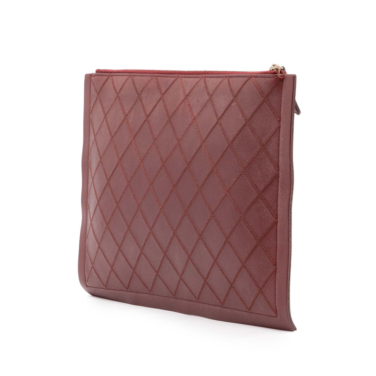 Chanel CC Stitched Lambskin Clutch Bag