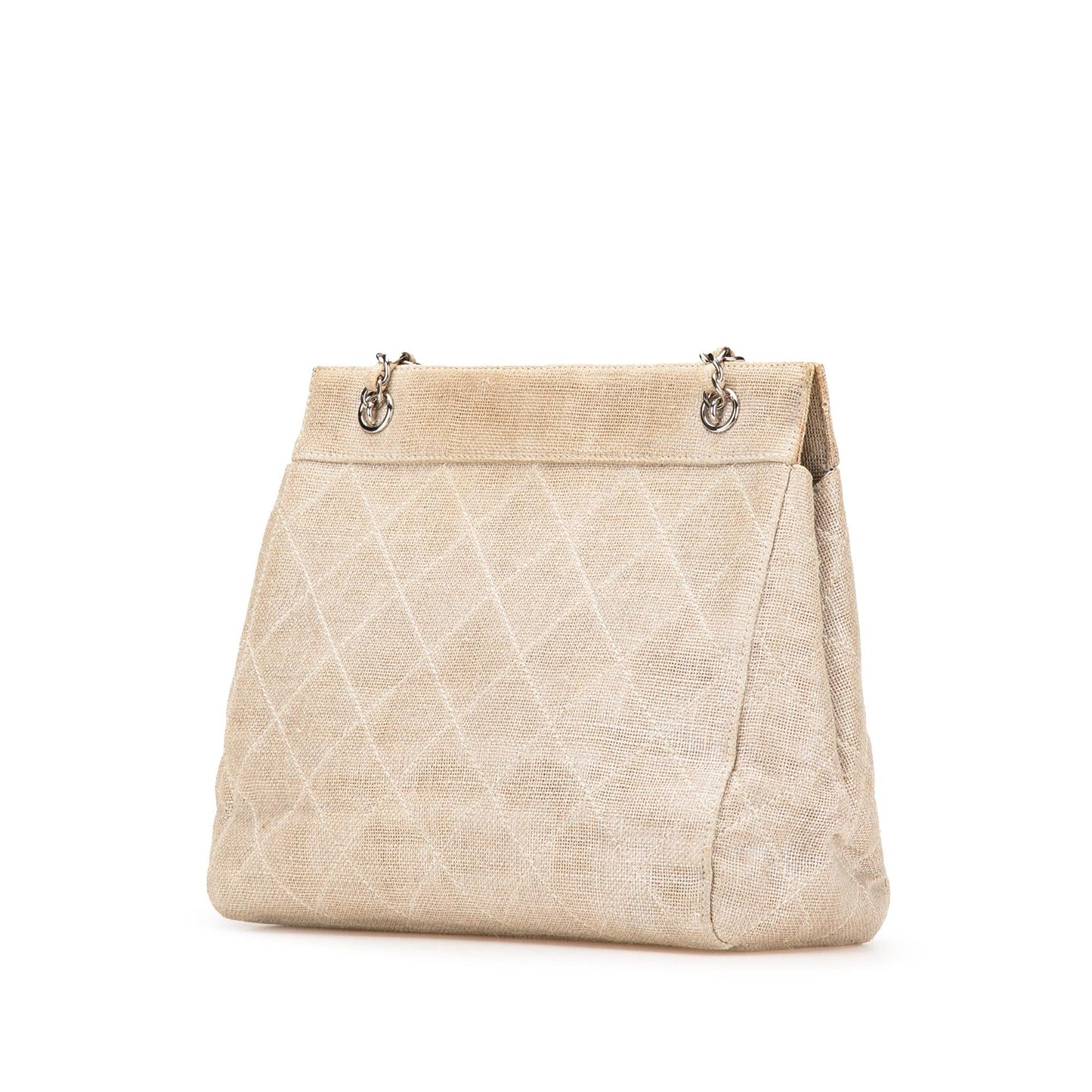 Chanel CC Stitched Linen Tote Bag