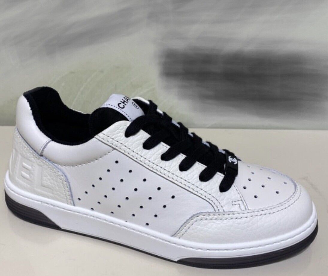 Chanel CC White Leather Trainer Sneakers for Women