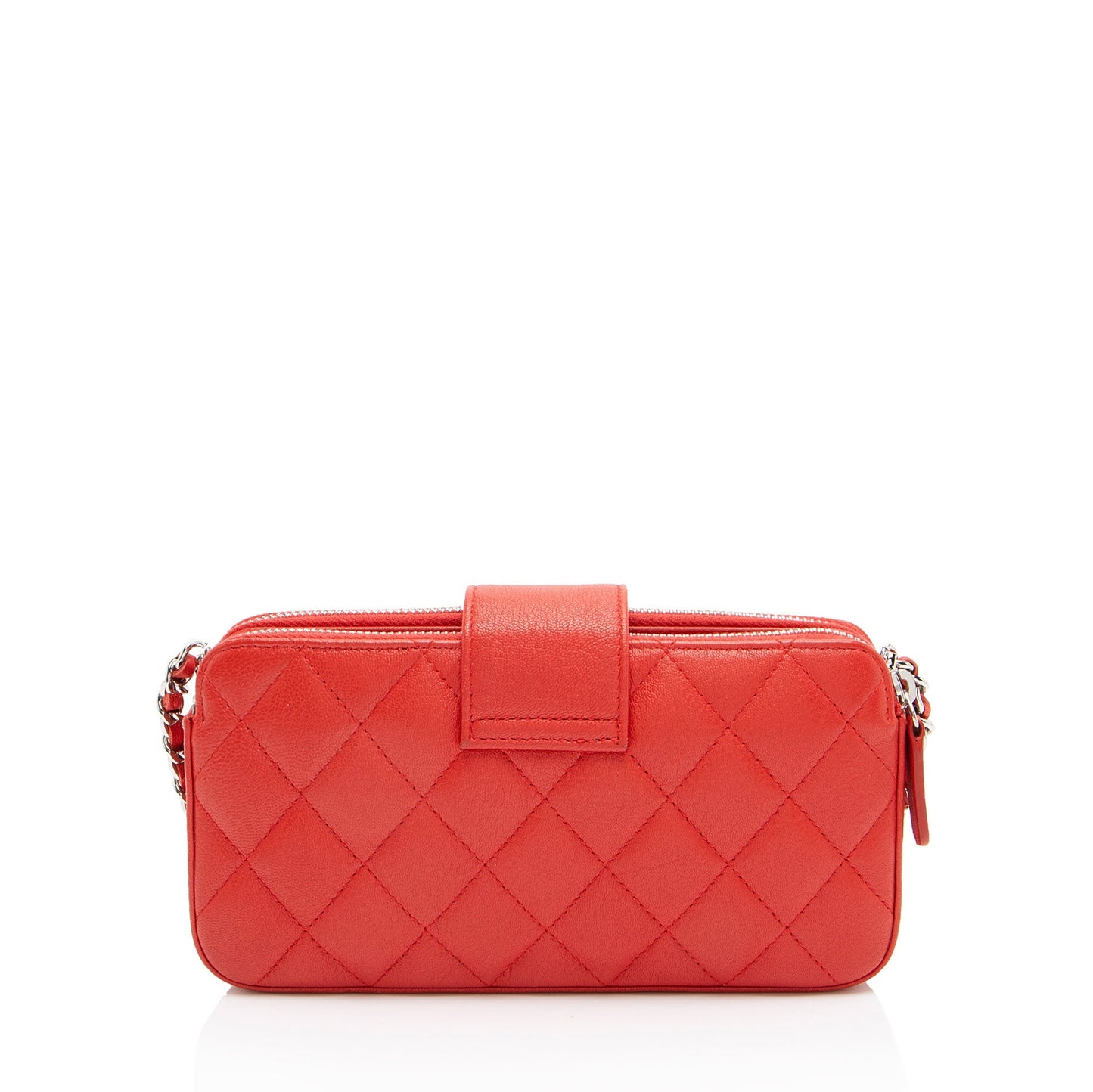 Chanel Calfskin CC Box Double Zip Clutch Bag