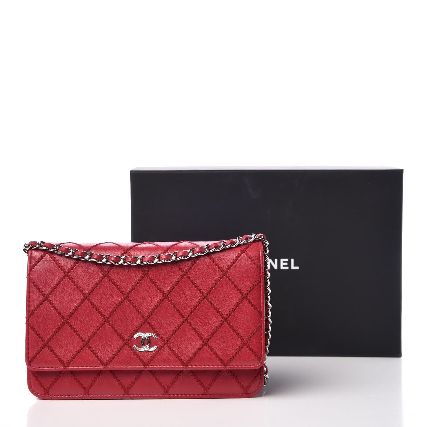 Chanel Calfskin Diamond Stitch Wallet on Chain WOC