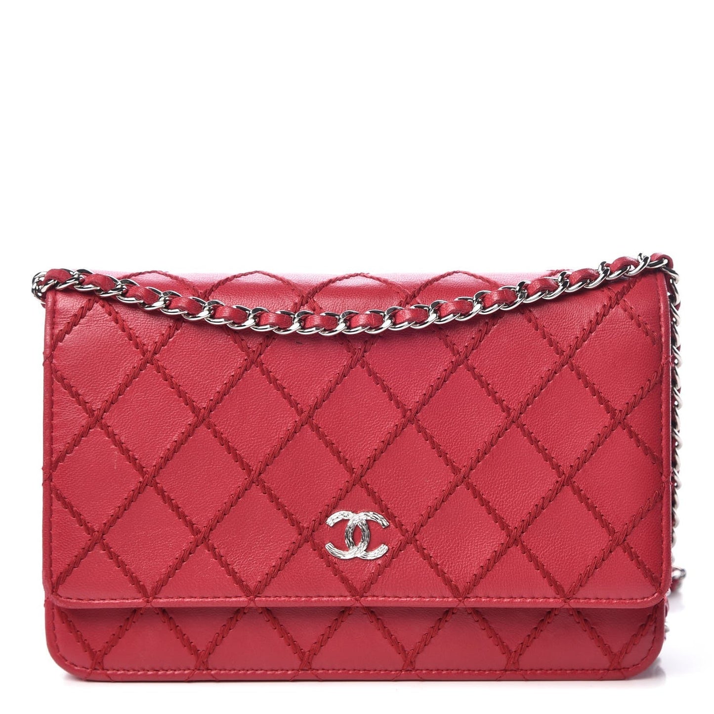 Chanel Calfskin Diamond Stitch Wallet on Chain WOC