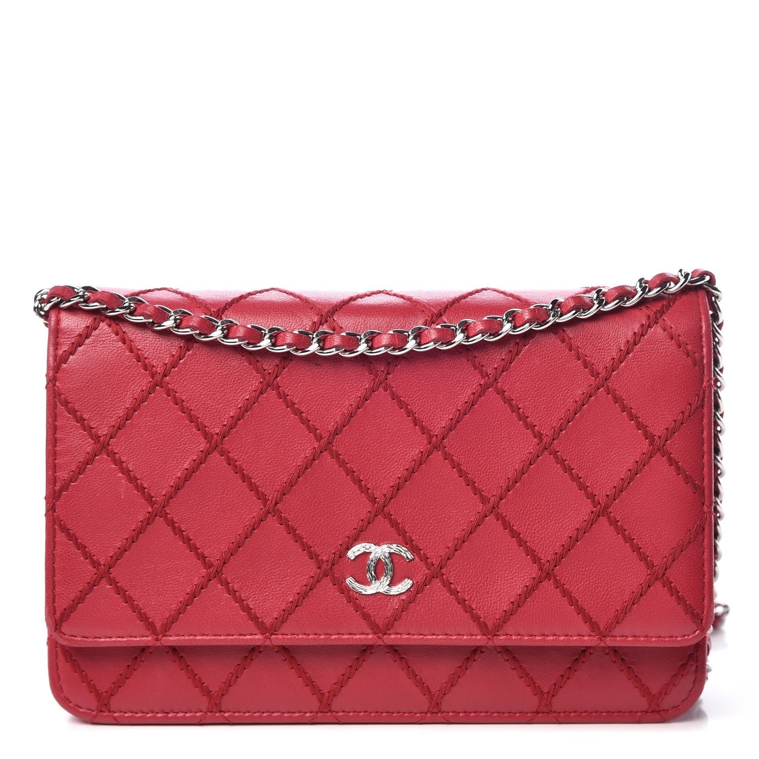 Chanel Calfskin Diamond Stitch Wallet on Chain WOC