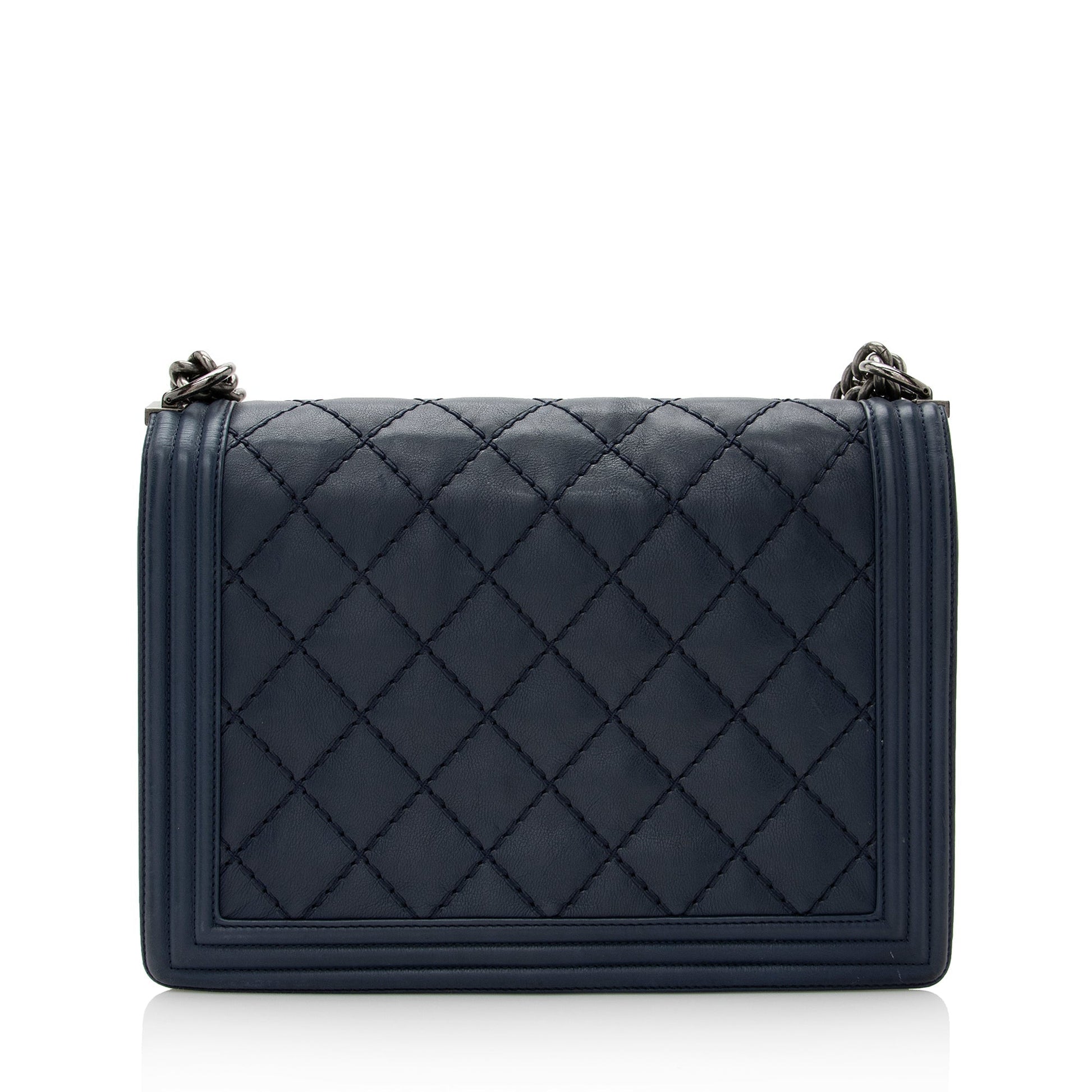 Chanel Calfskin Double Stitch Boy SHF Handbag