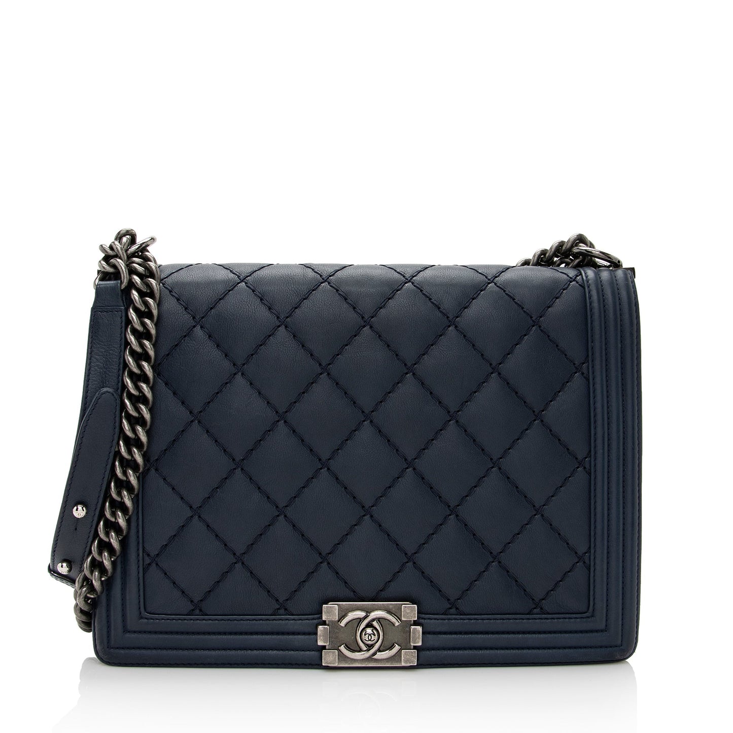 Chanel Calfskin Double Stitch Boy SHF Handbag