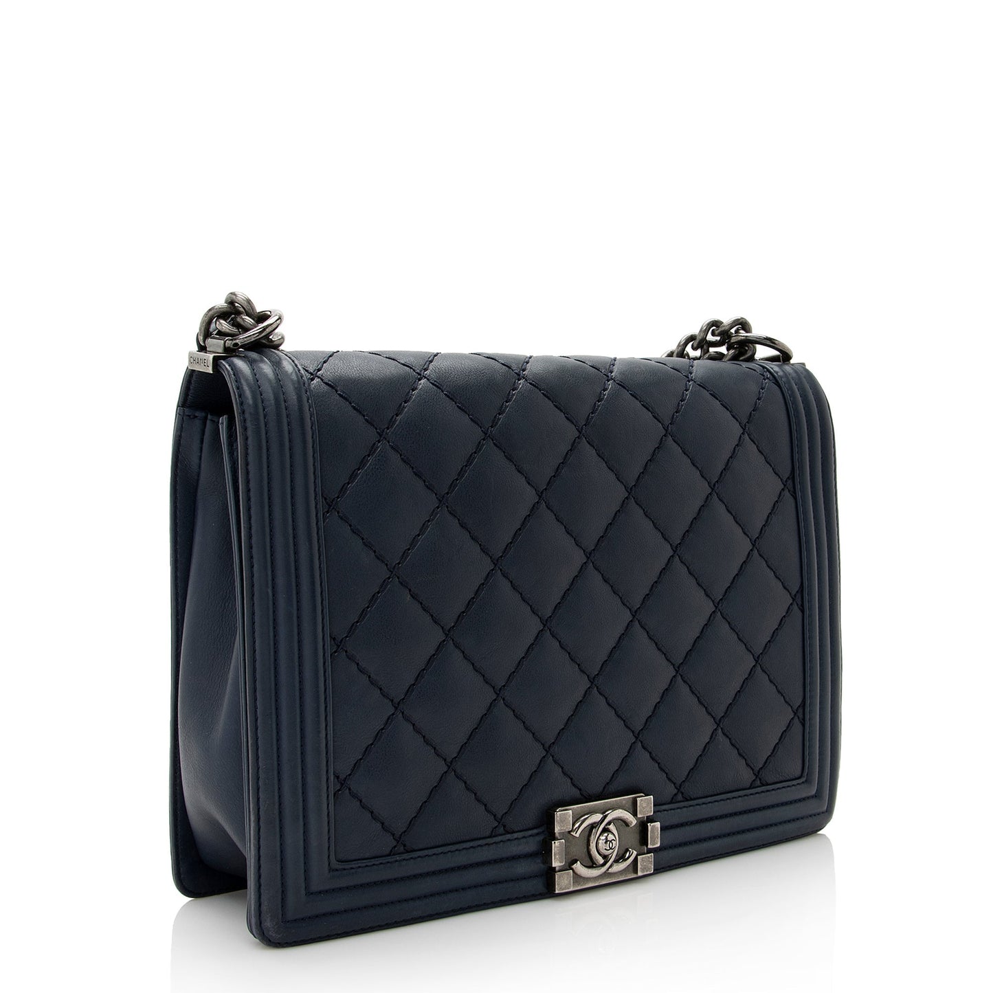 Chanel Calfskin Double Stitch Boy SHF Handbag
