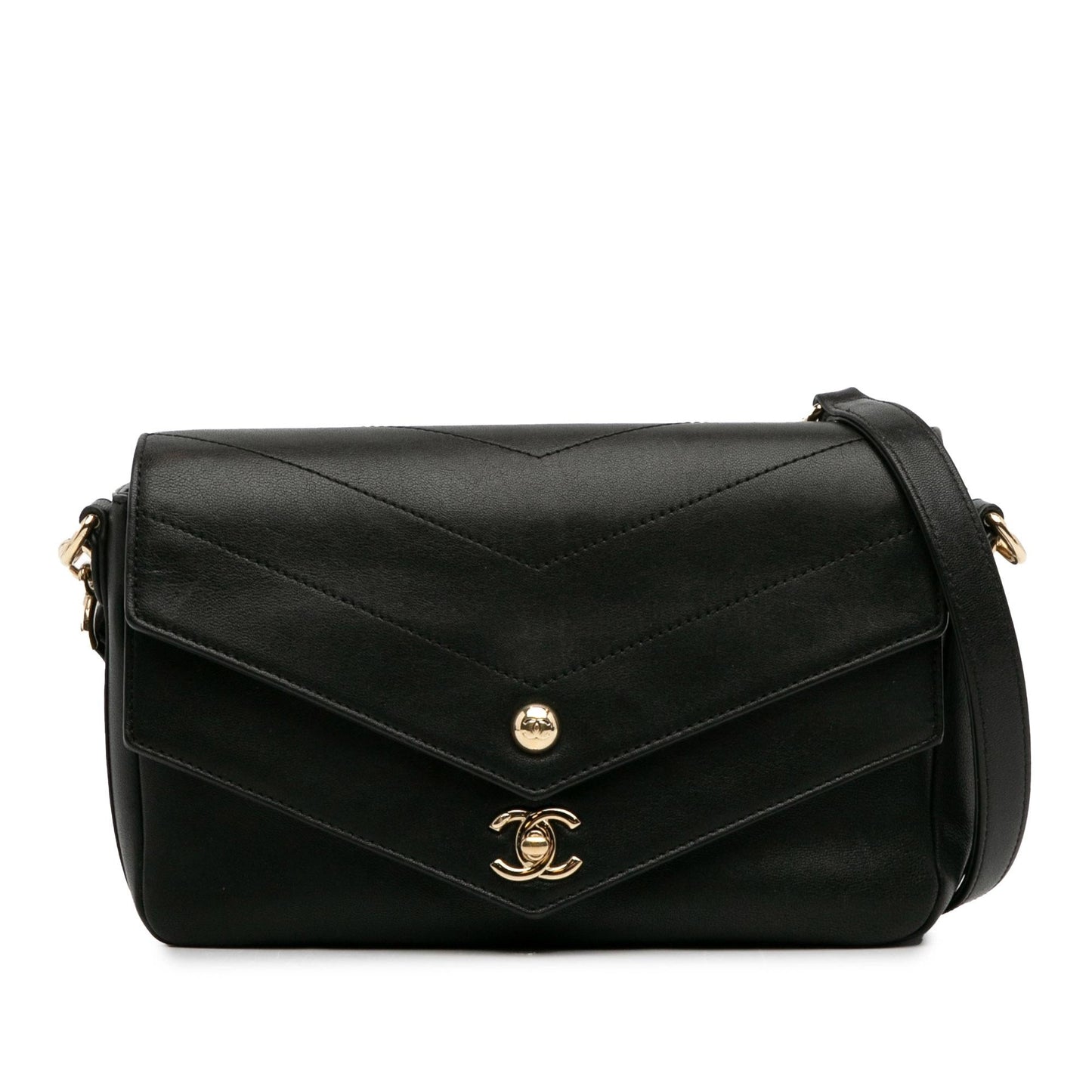 Chanel Calfskin Elaphe Double Chevron Flap (Shg-L3U8Dw) Bag