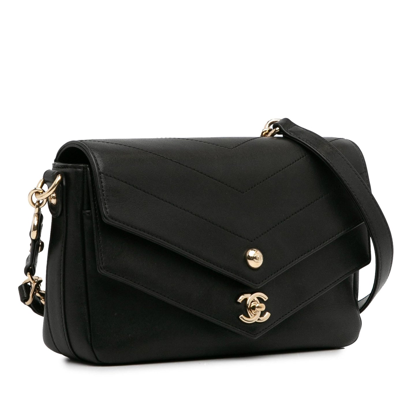 Chanel Calfskin Elaphe Double Chevron Flap (Shg-L3U8Dw) Bag