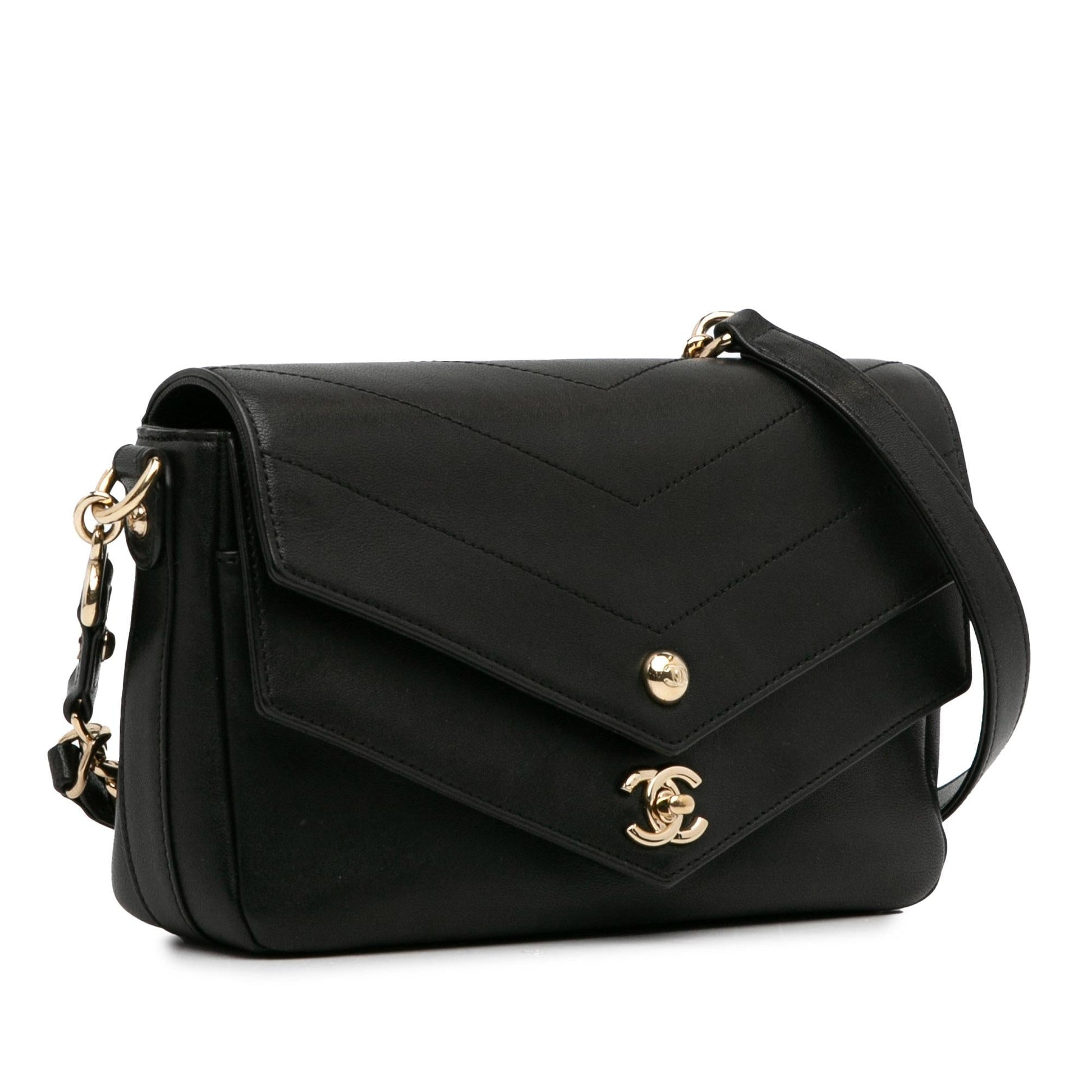 Chanel Calfskin Elaphe Double Chevron Flap (Shg-L3U8Dw) Bag