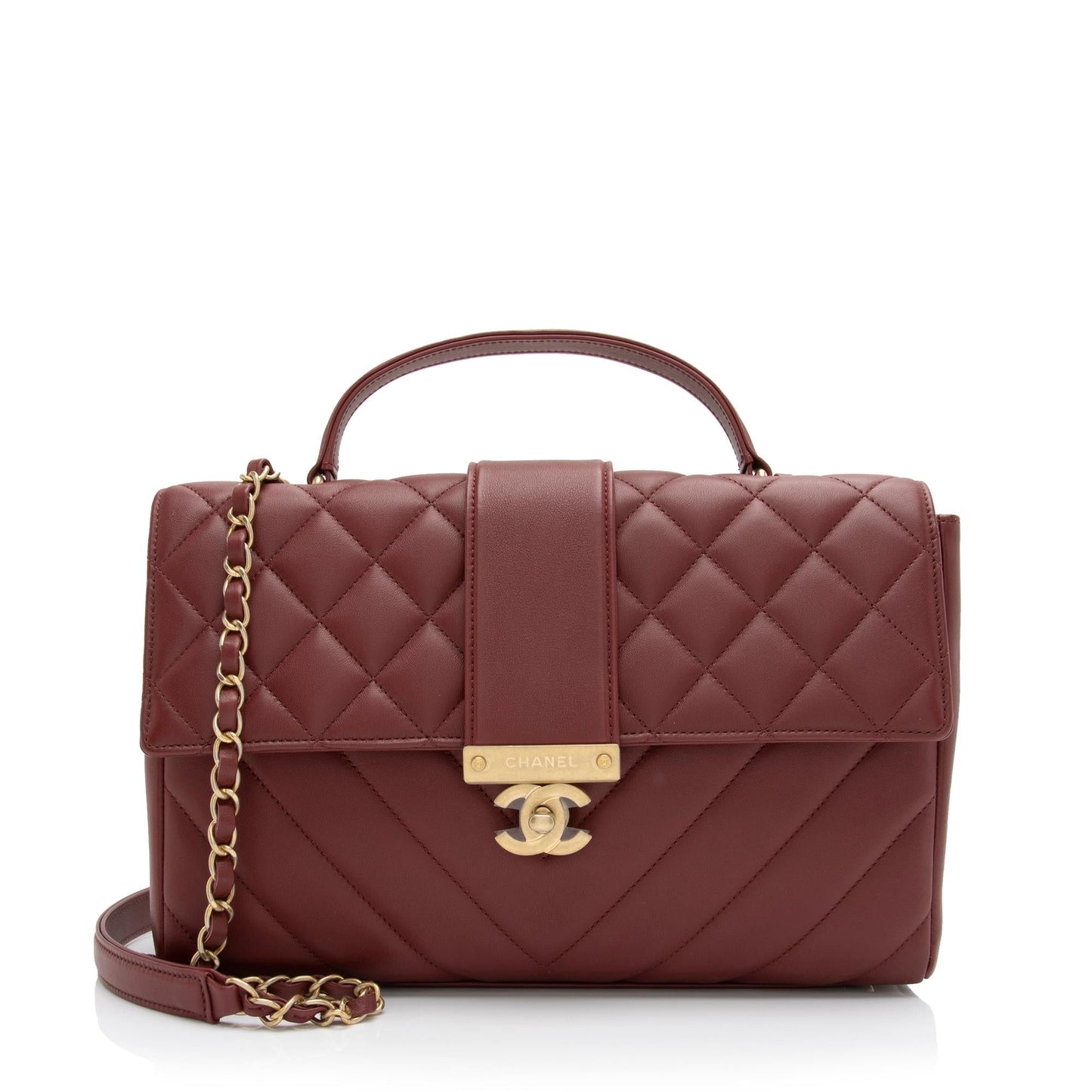Chanel Calfskin Golden Class CC Top Handle Shoulder Bag