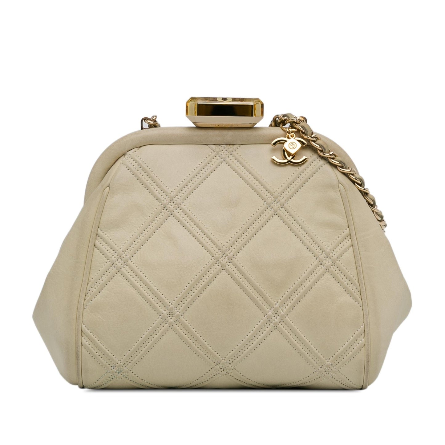 Chanel Calfskin Kiss Frame SHG-z1lges Lock Handbag