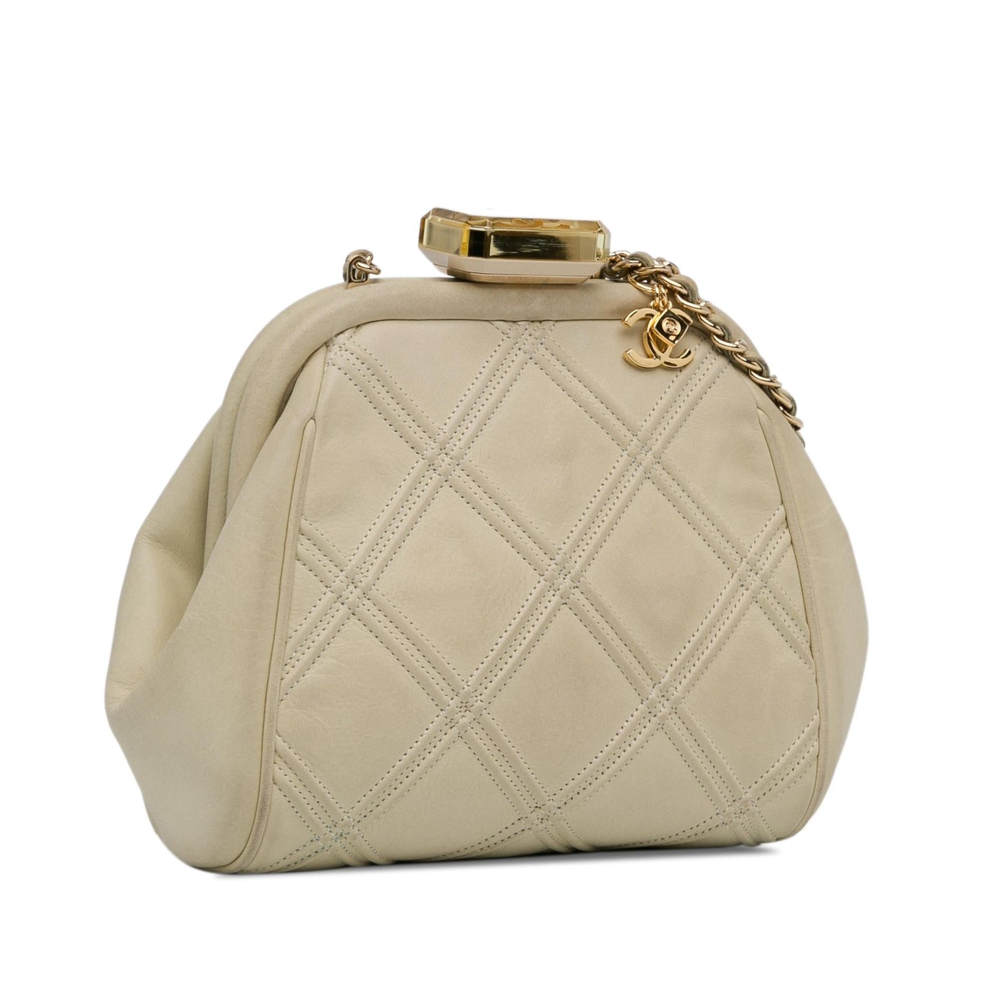Chanel Calfskin Kiss Frame SHG-z1lges Lock Handbag