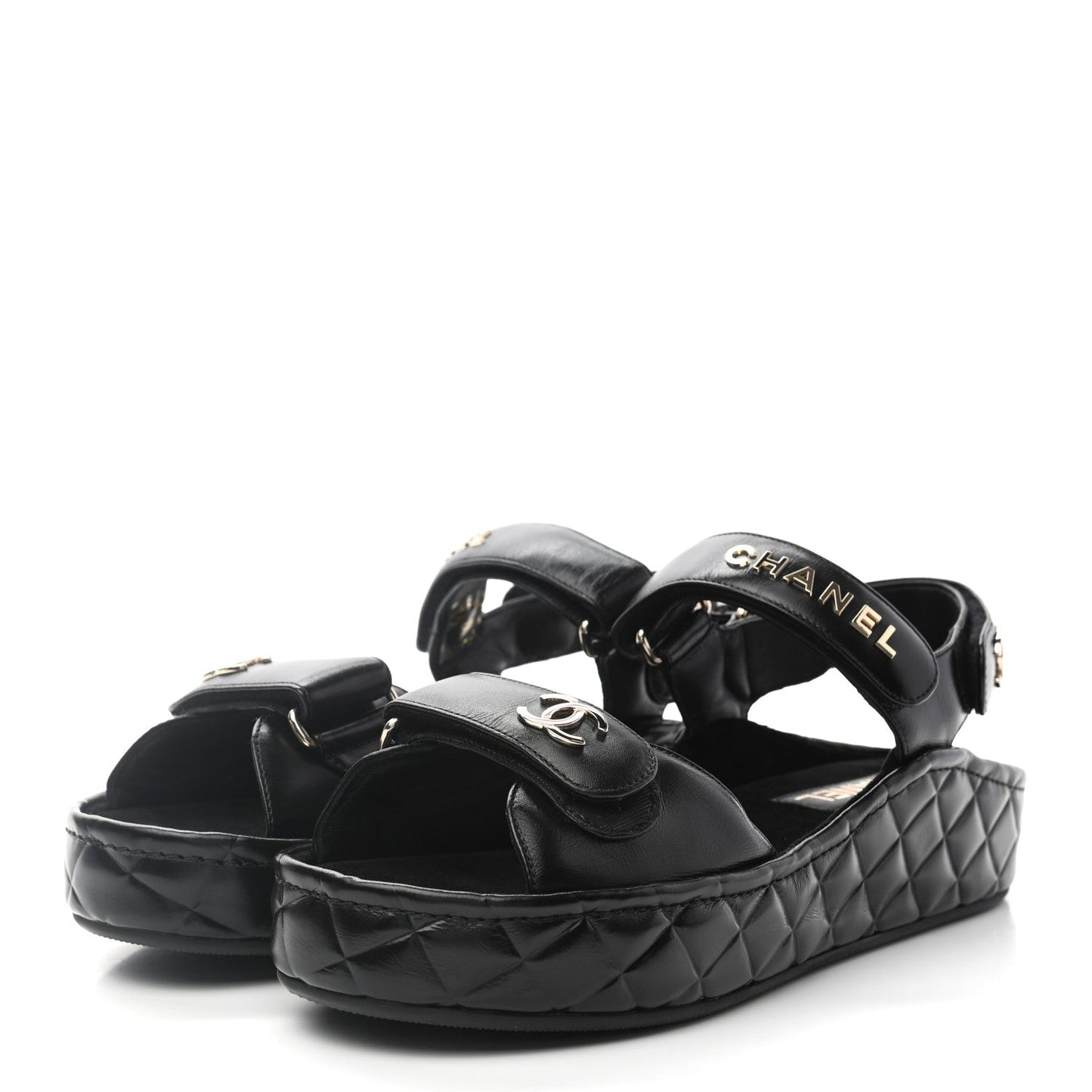 Chanel Calfskin Logo Platform Sandals for Women