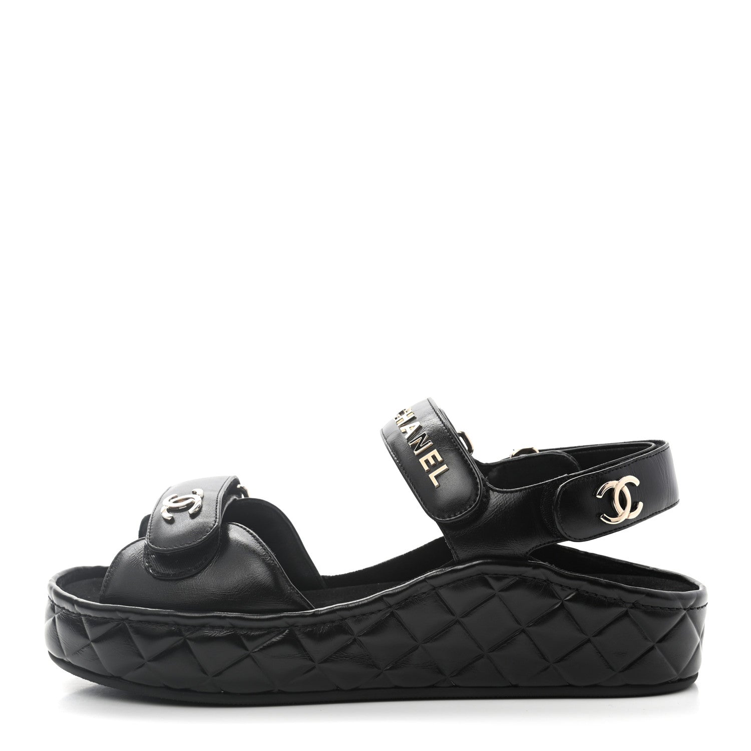 Chanel Calfskin Logo Platform Sandals for Women