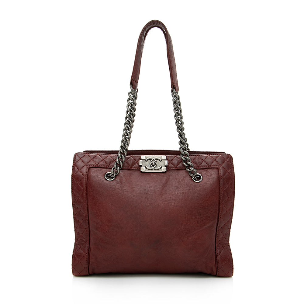 Chanel Calfskin Reverso Boy Shopping SHF Tote Bag