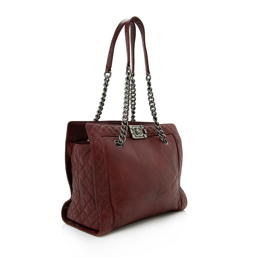 Chanel Calfskin Reverso Boy Shopping SHF Tote Bag