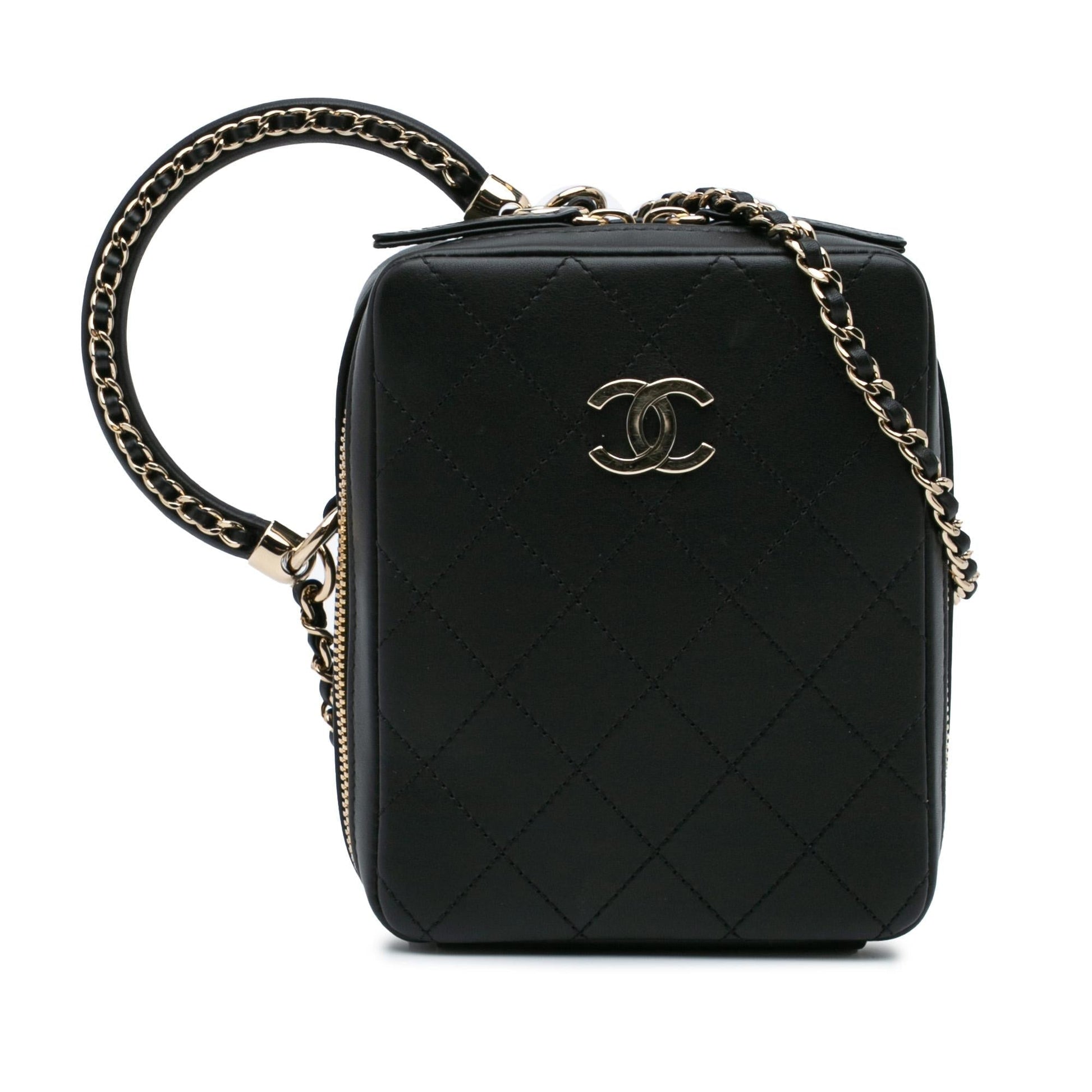 Chanel Calfskin Stitched Cup Tea Vanity Handbag