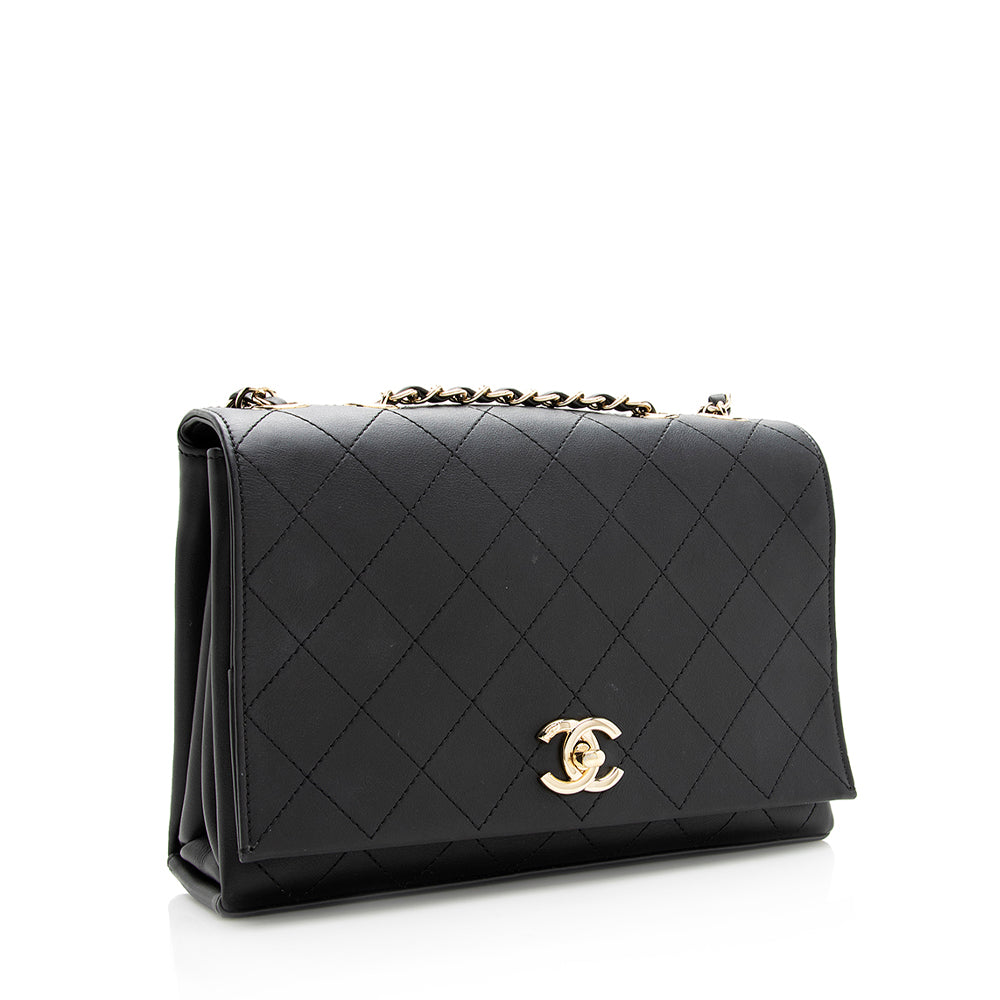 Chanel Calfskin Triple Compartment Flap SHF Shoulder Bag