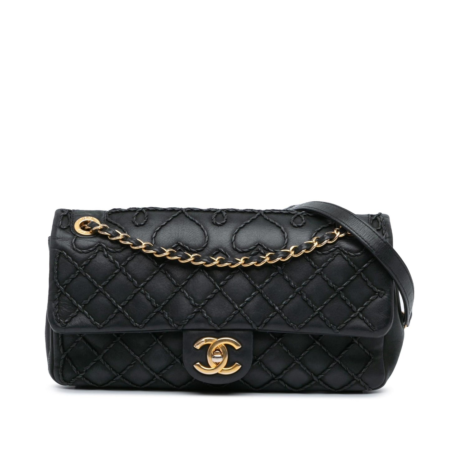 Chanel Calfskin Ultra Stitch Heart Flap SHG-PLWR1B Handbag