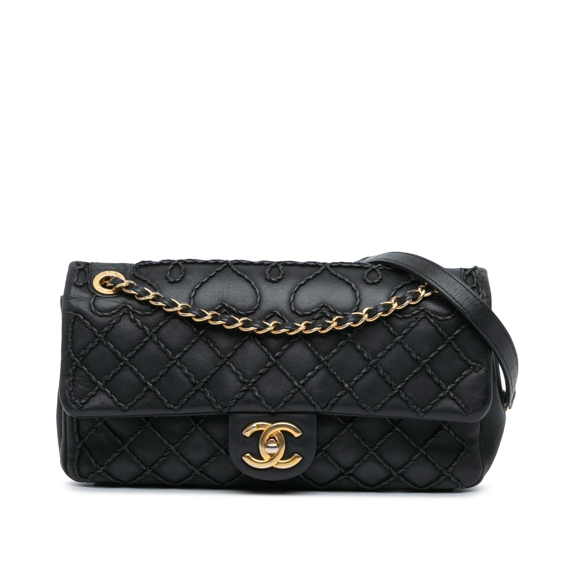 Chanel Calfskin Ultra Stitch Heart Flap SHG-PLWR1B Handbag