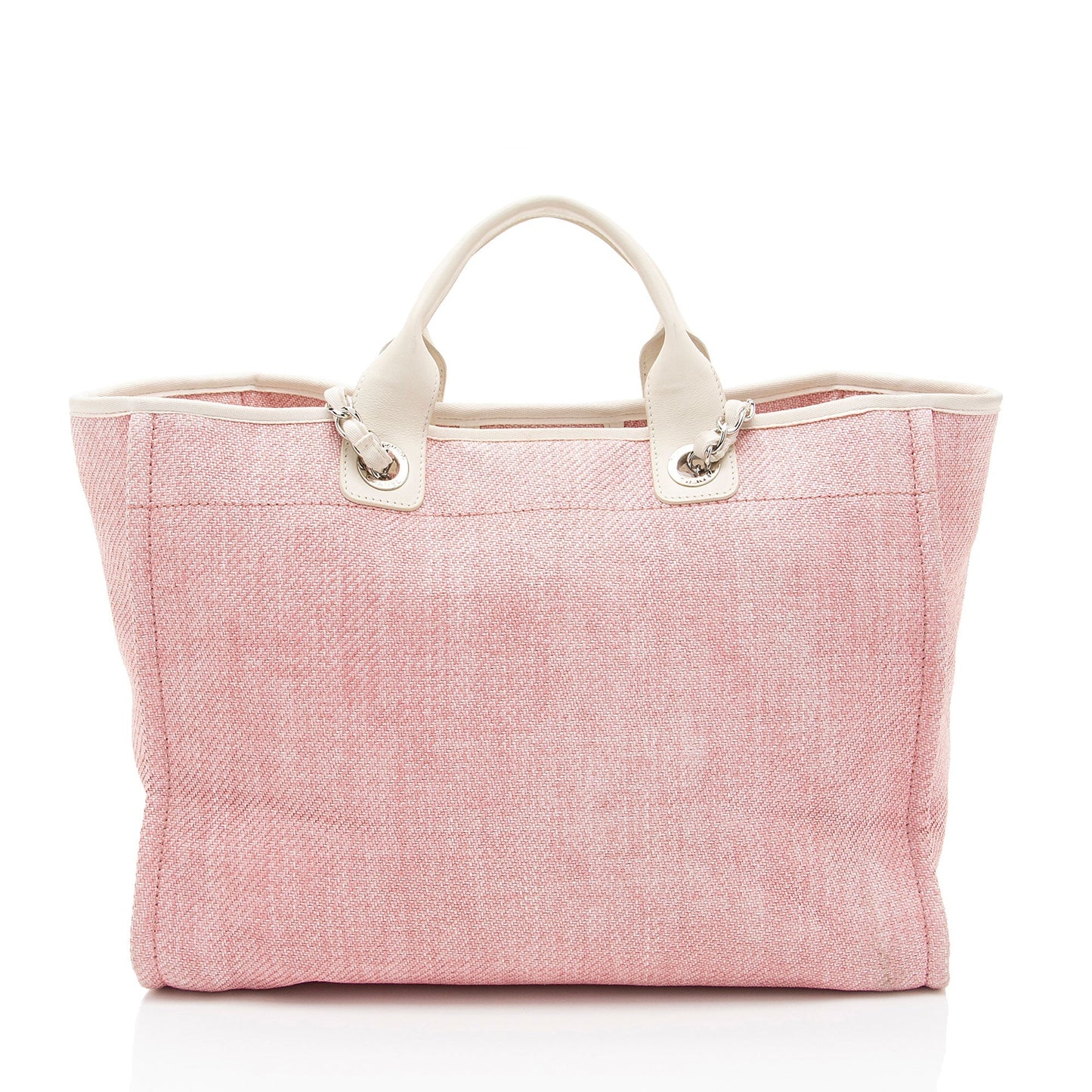 Chanel Woven Straw Deauville Canvas Tote Bag