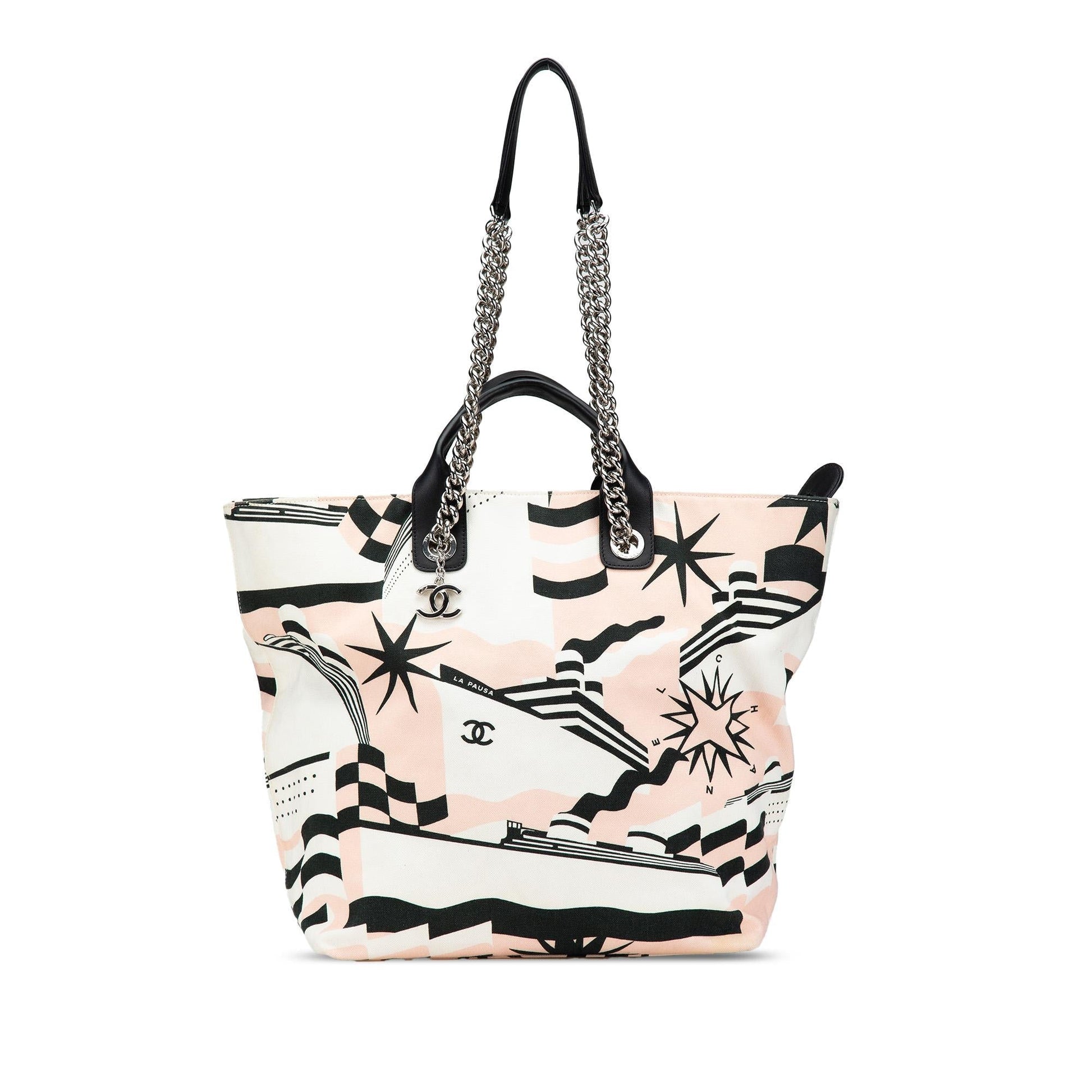 Chanel La Pausa Bay Shopping Canvas Tote Bag