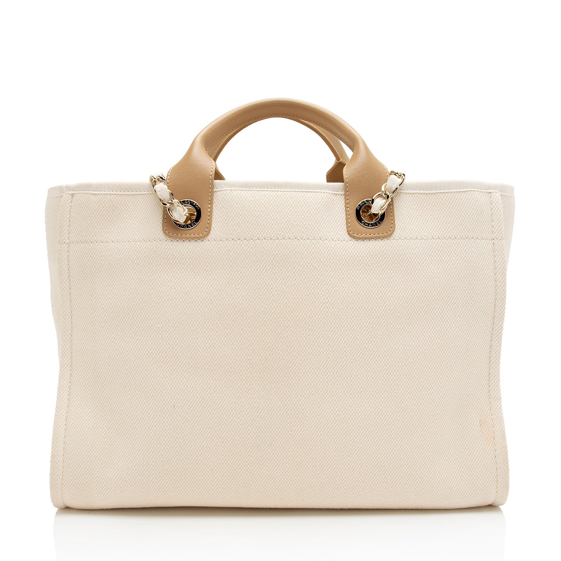 Chanel Canvas Pearl Deauville Medium Tote (SHF-Hmgrlc)