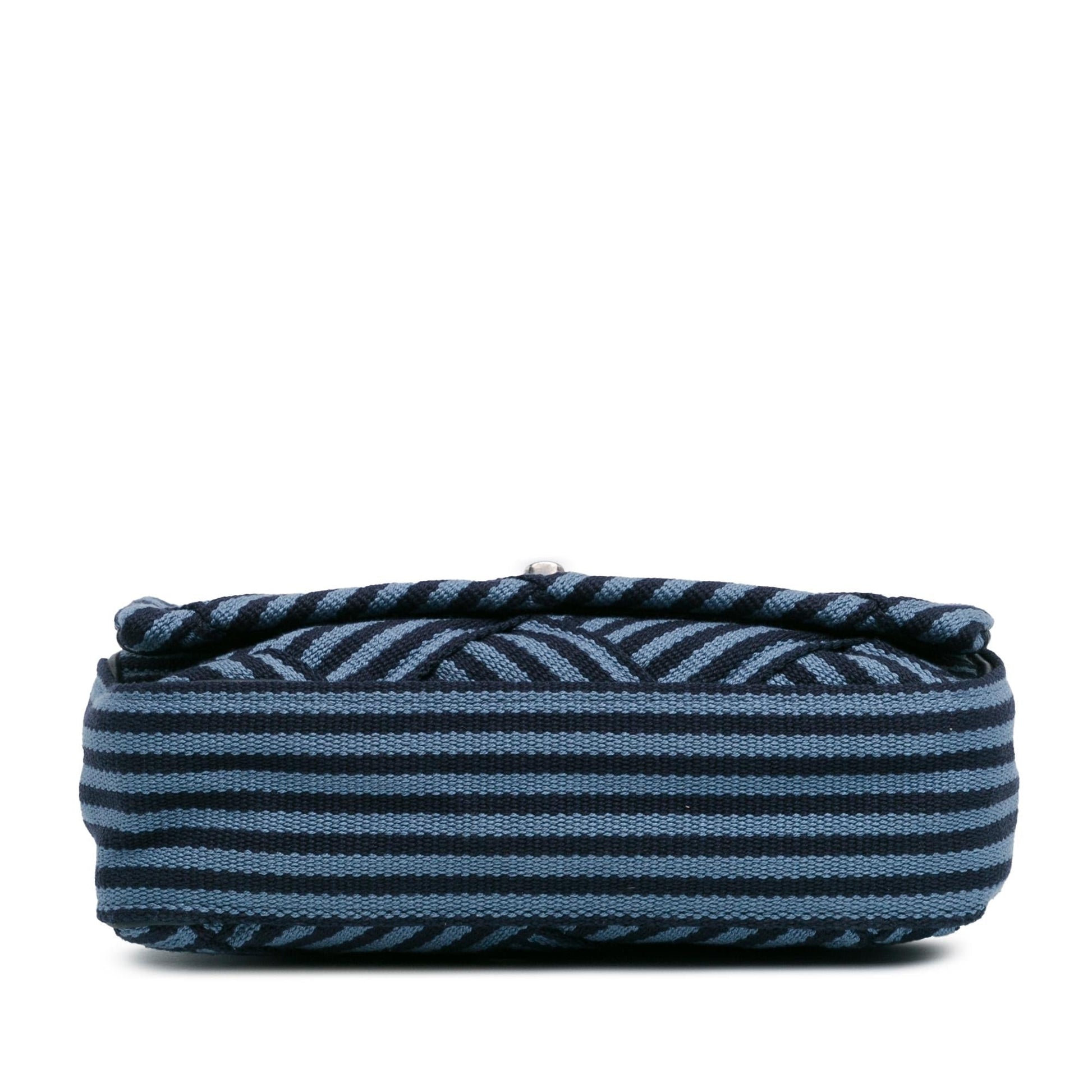Chanel Stripe Flap Canvas Shoulder Bag