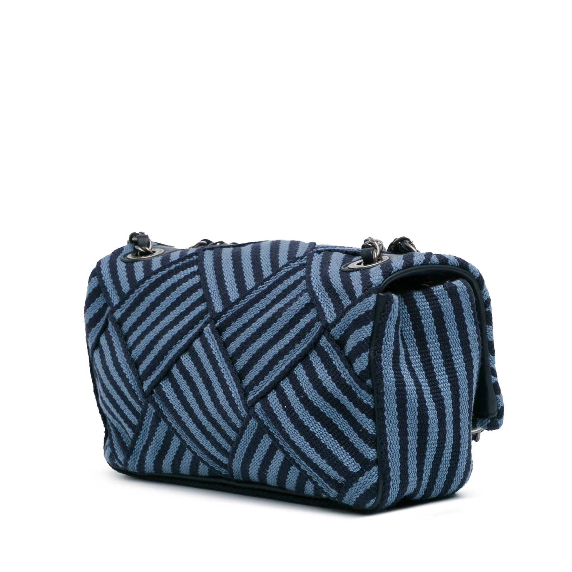 Chanel Stripe Flap Canvas Shoulder Bag