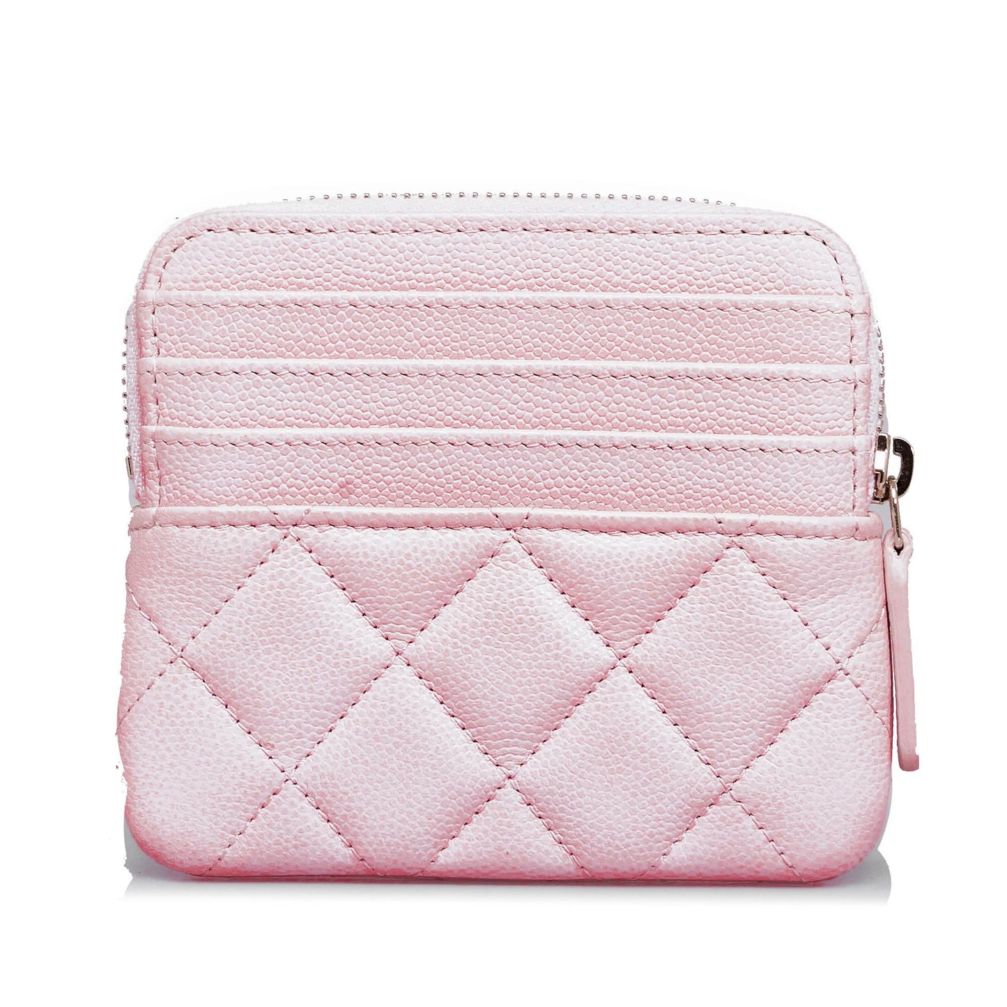 Chanel Caviar CC Crystal Woven Square Zip Wallet Case