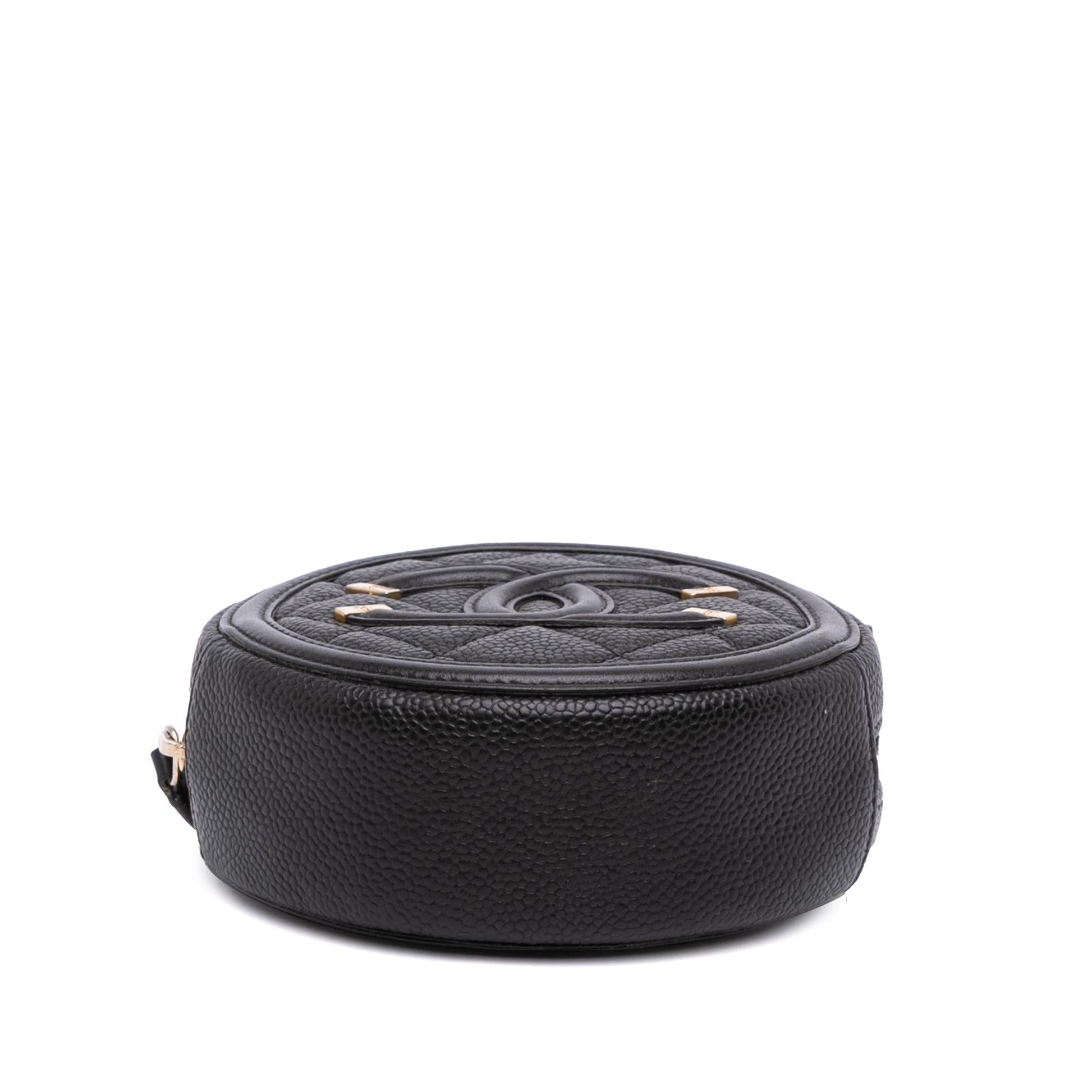 Chanel Caviar CC Filigree Round Clutch Bag