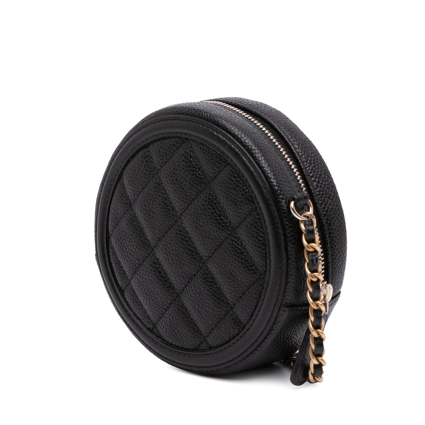 Chanel Caviar CC Filigree Round Clutch Bag