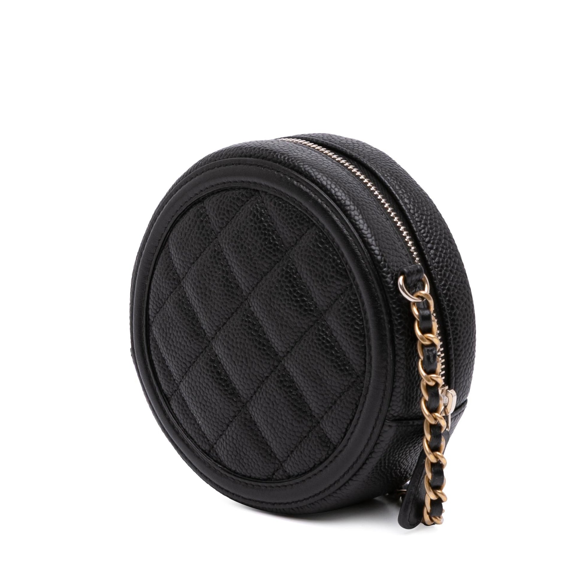 Chanel Caviar CC Filigree Round Clutch Bag