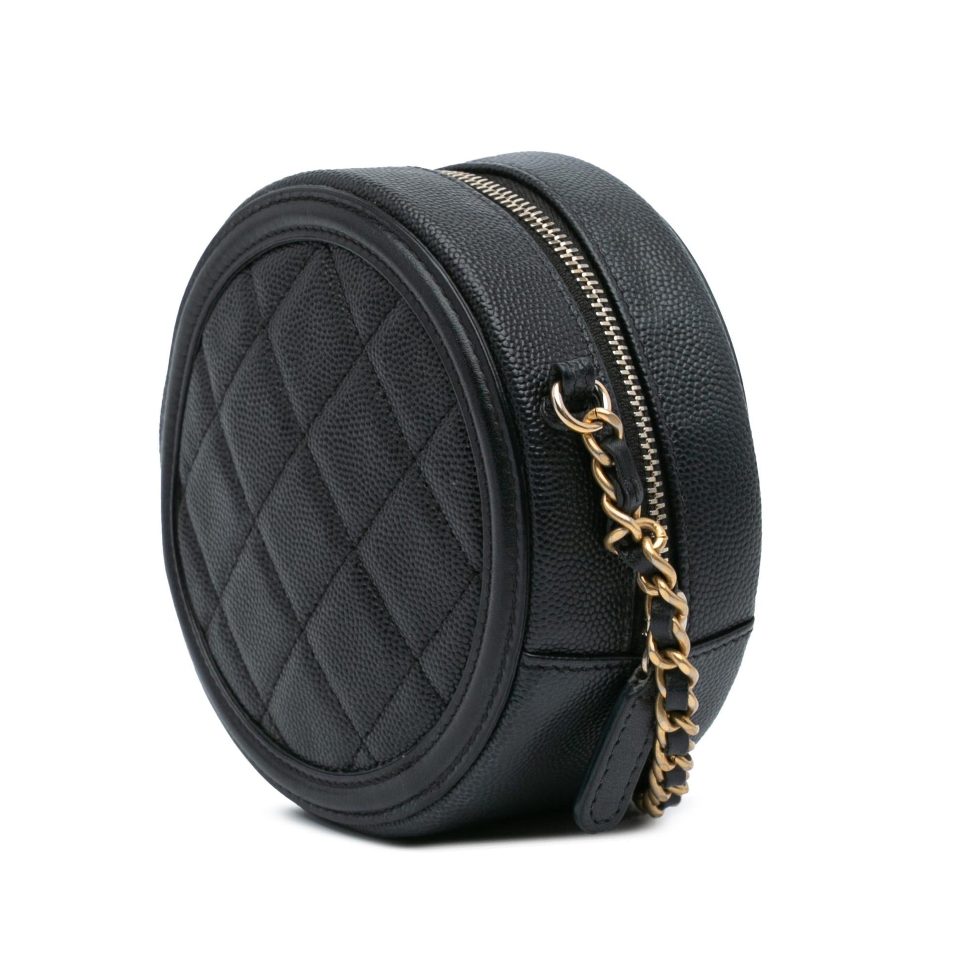Chanel Caviar CC Filigree Round Crossbody Bag