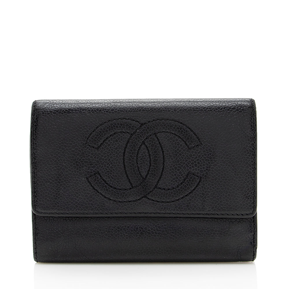 Chanel   Caviar Leather CC Compact Wallet - FINAL SALE (SHF-17949)