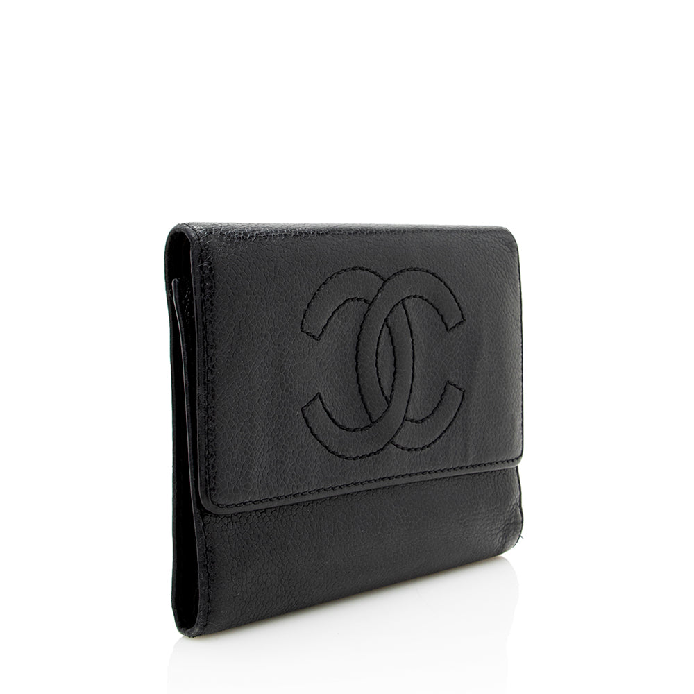 Chanel   Caviar Leather CC Compact Wallet - FINAL SALE (SHF-17949)