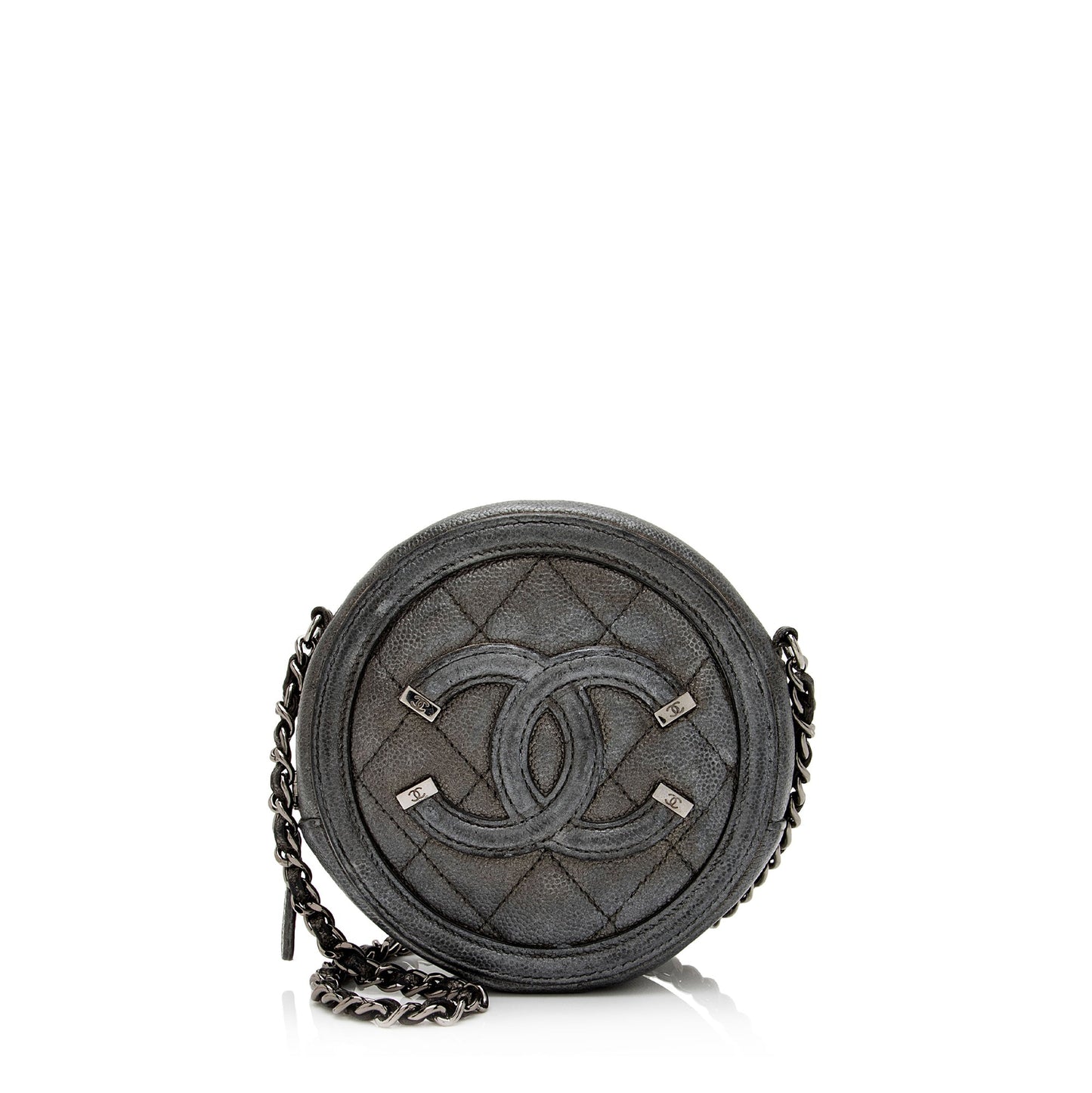 Chanel Caviar CC Filigree Round SHF-B82Fj9 Leather Clutch Bag