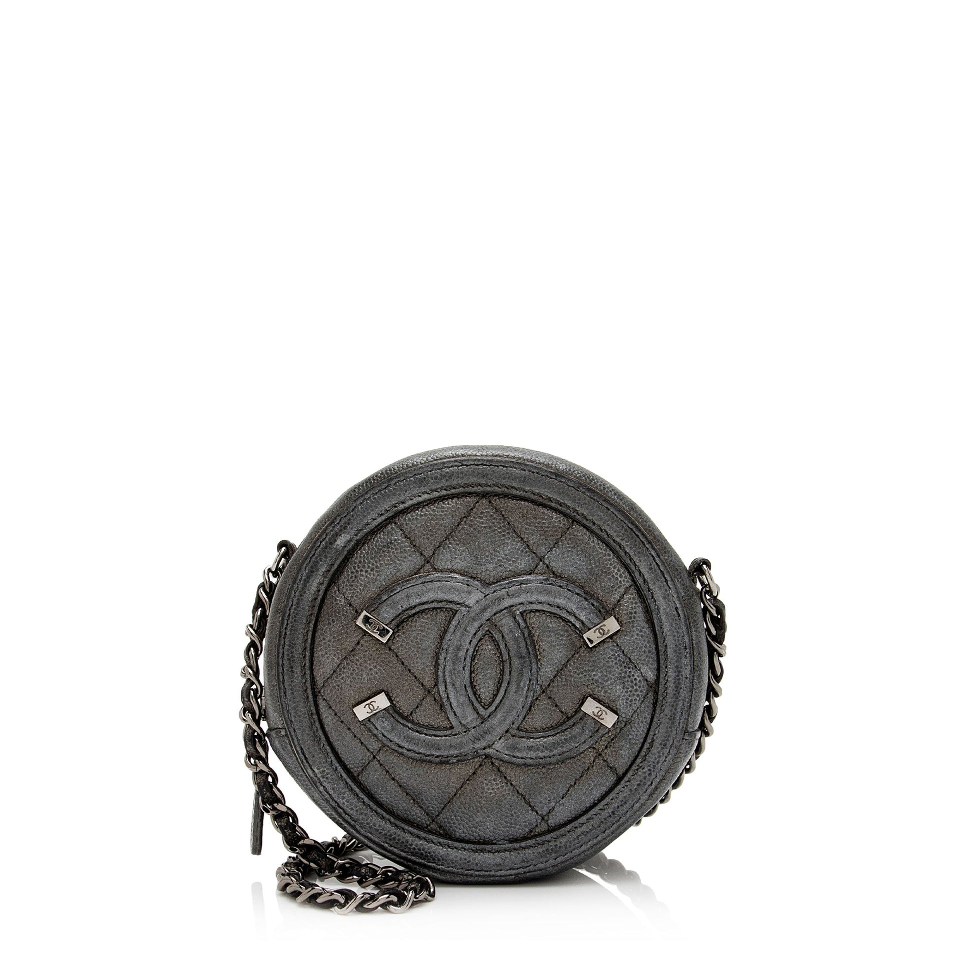 Chanel Caviar CC Filigree Round SHF-B82Fj9 Leather Clutch Bag