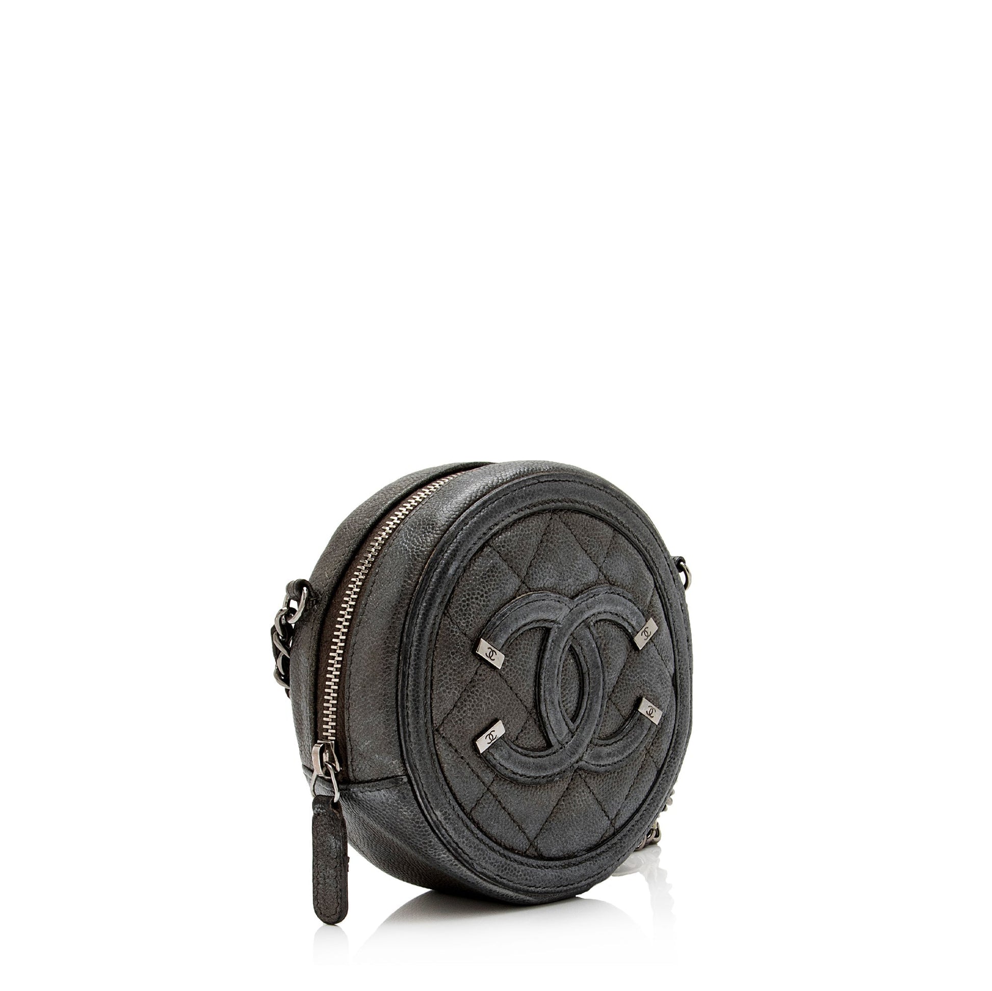 Chanel Caviar CC Filigree Round SHF-B82Fj9 Leather Clutch Bag