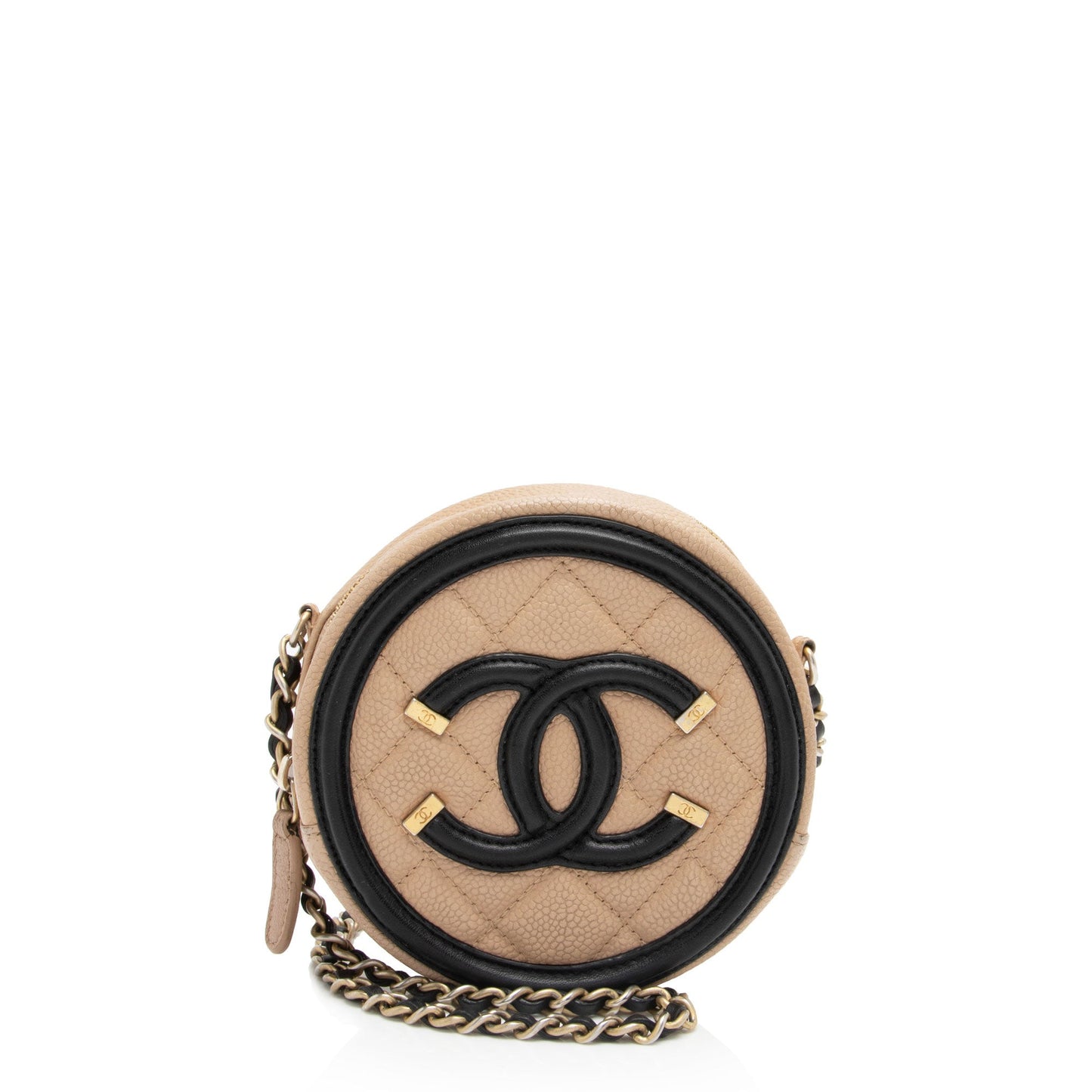 Chanel Caviar CC Filigree Round - FINAL Leather Clutch Bag