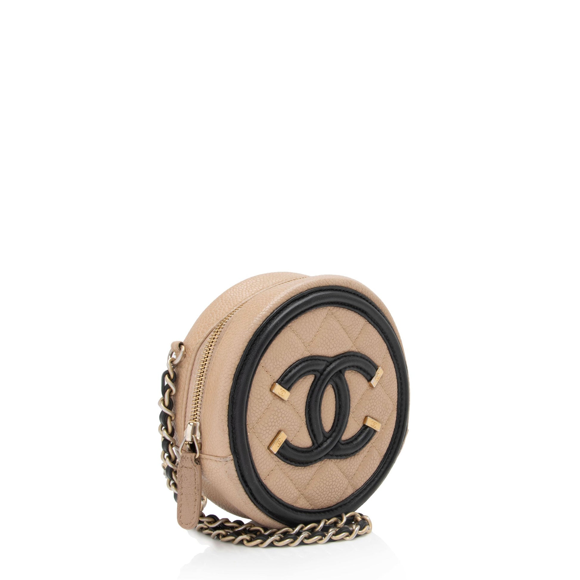 Chanel Caviar CC Filigree Round - FINAL Leather Clutch Bag