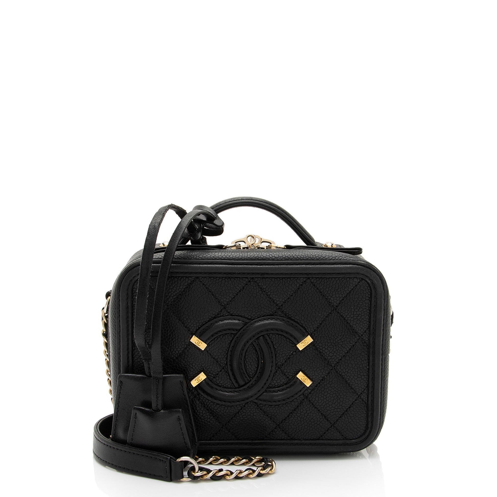 Chanel Caviar CC Filigree Vanity SHF-cBEpCt Small Leather Handbag