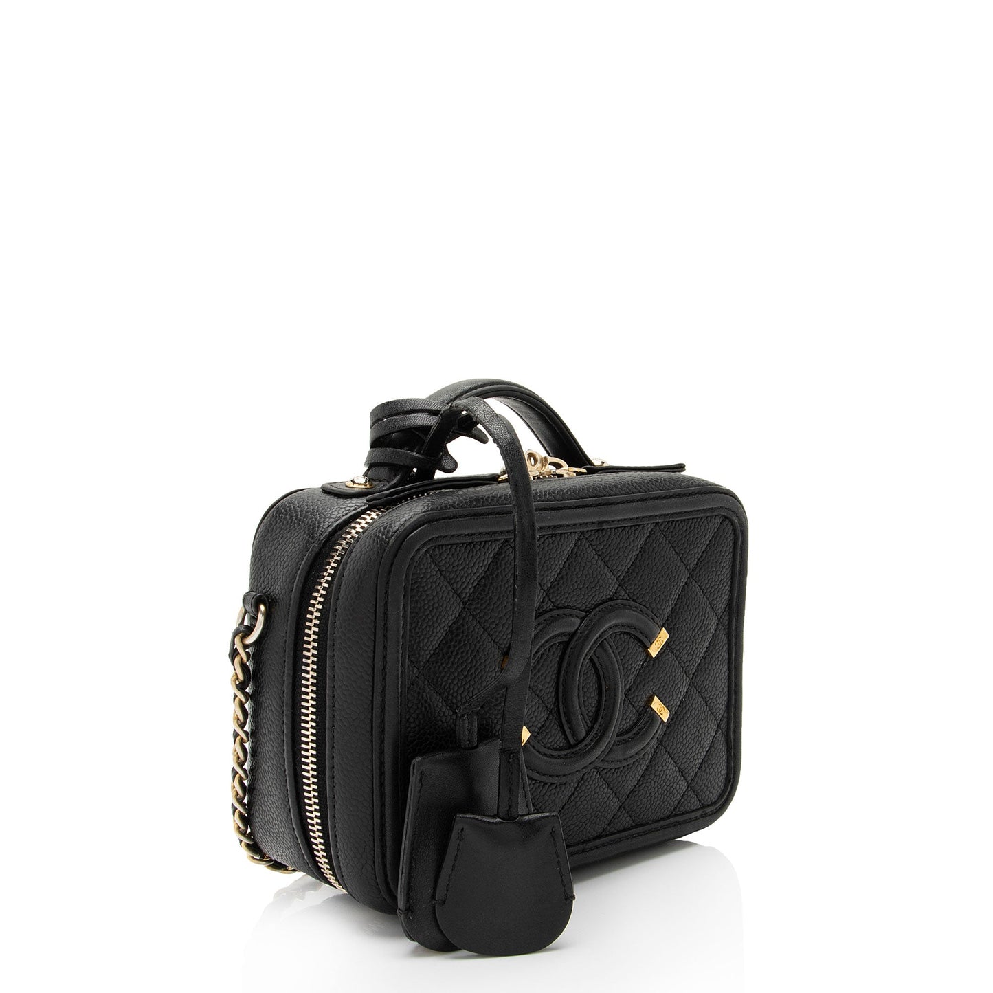 Chanel Caviar CC Filigree Vanity SHF-cBEpCt Small Leather Handbag