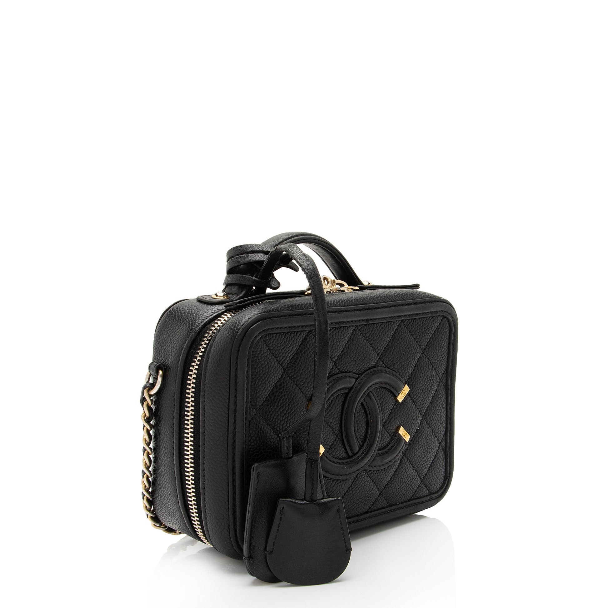 Chanel Caviar CC Filigree Vanity SHF-cBEpCt Small Leather Handbag