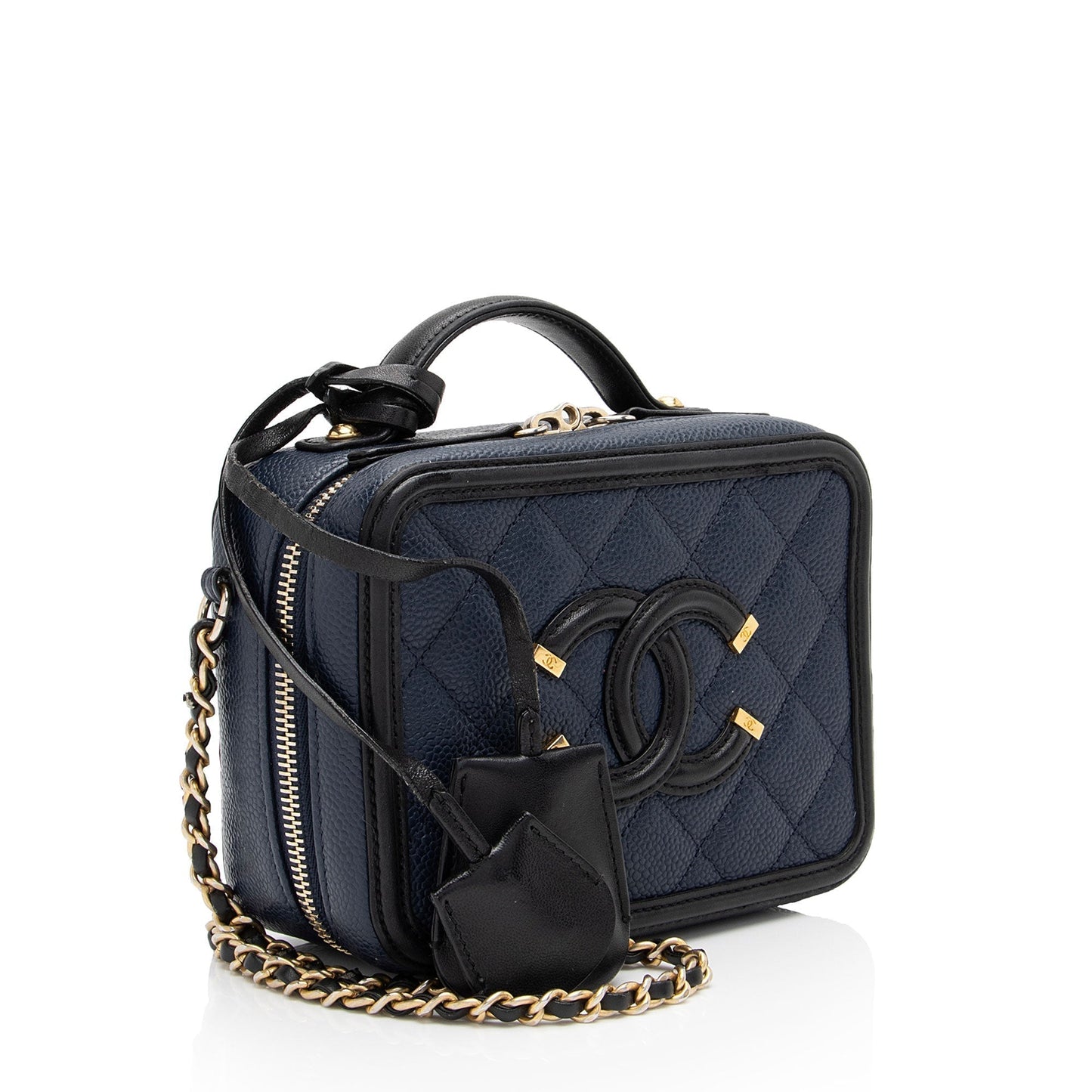 Chanel Caviar Leather Cc Filigree Small Vanity Case (Shf-V02Lq3) Bag