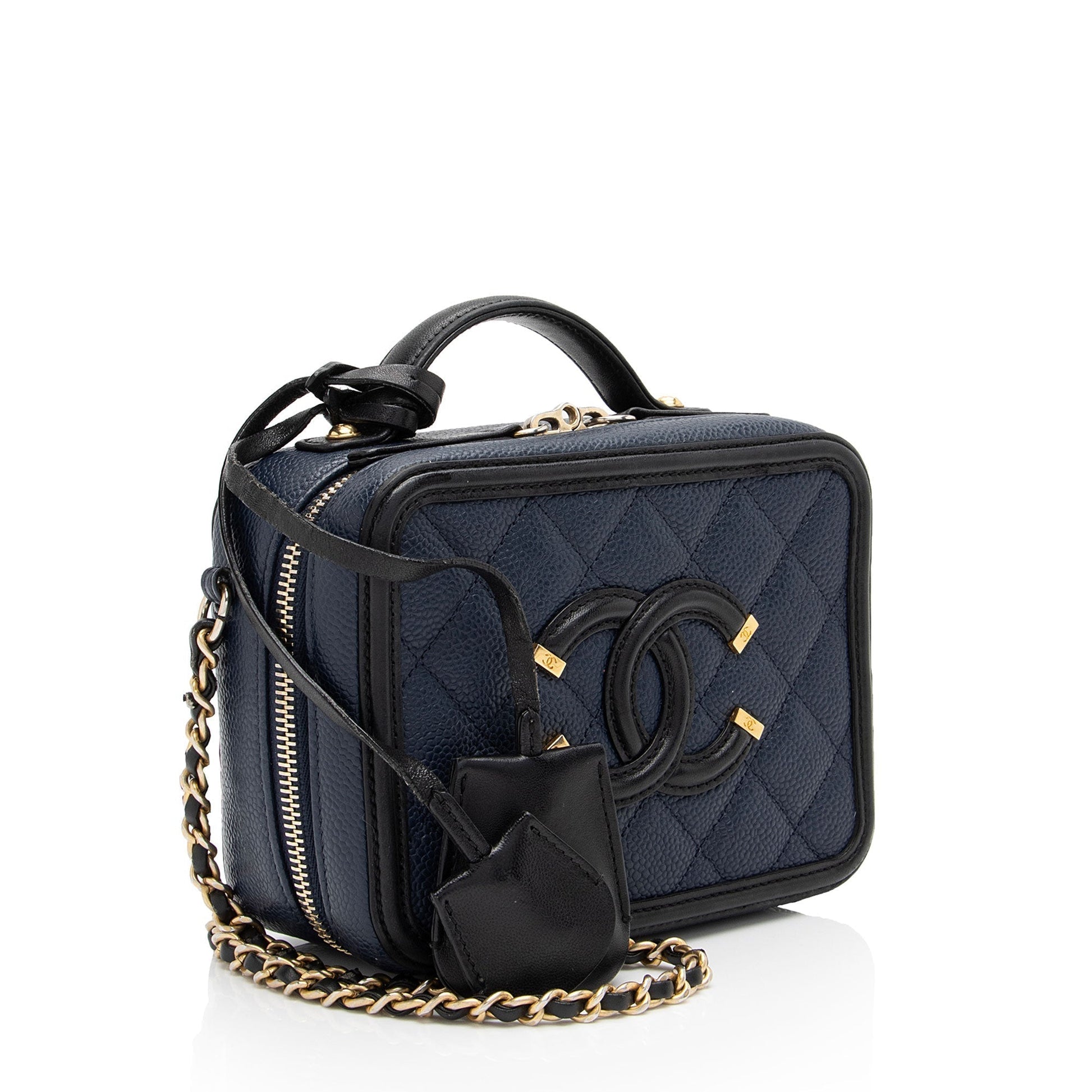 Chanel Caviar Leather Cc Filigree Small Vanity Case (Shf-V02Lq3) Bag